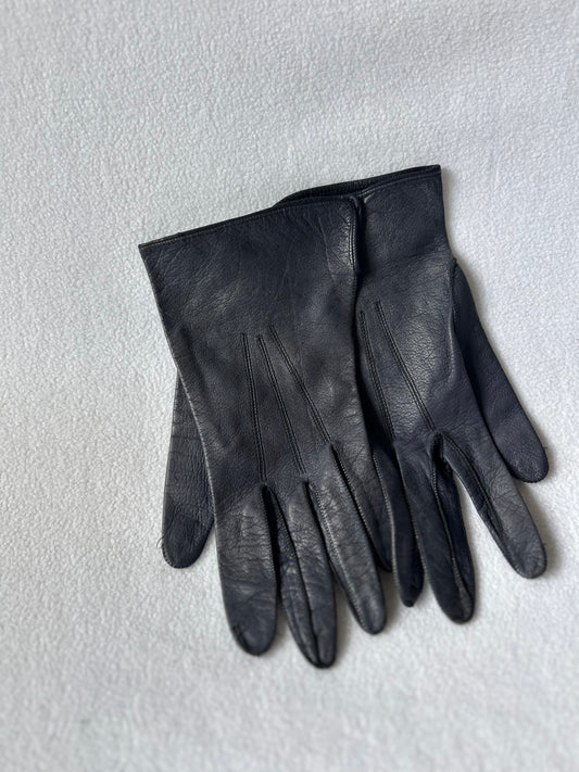 Vintage Deep Purple Soft Leather Gloves - Size XS