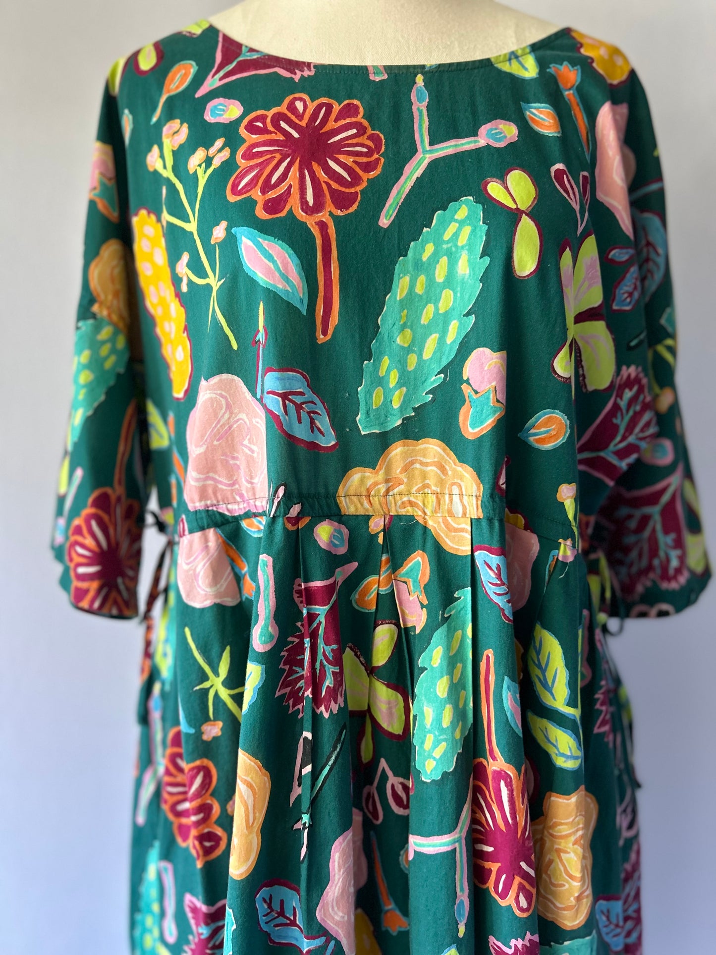 Gorman Organic Cotton Botanical Print Midi Dress - Green - Size Small