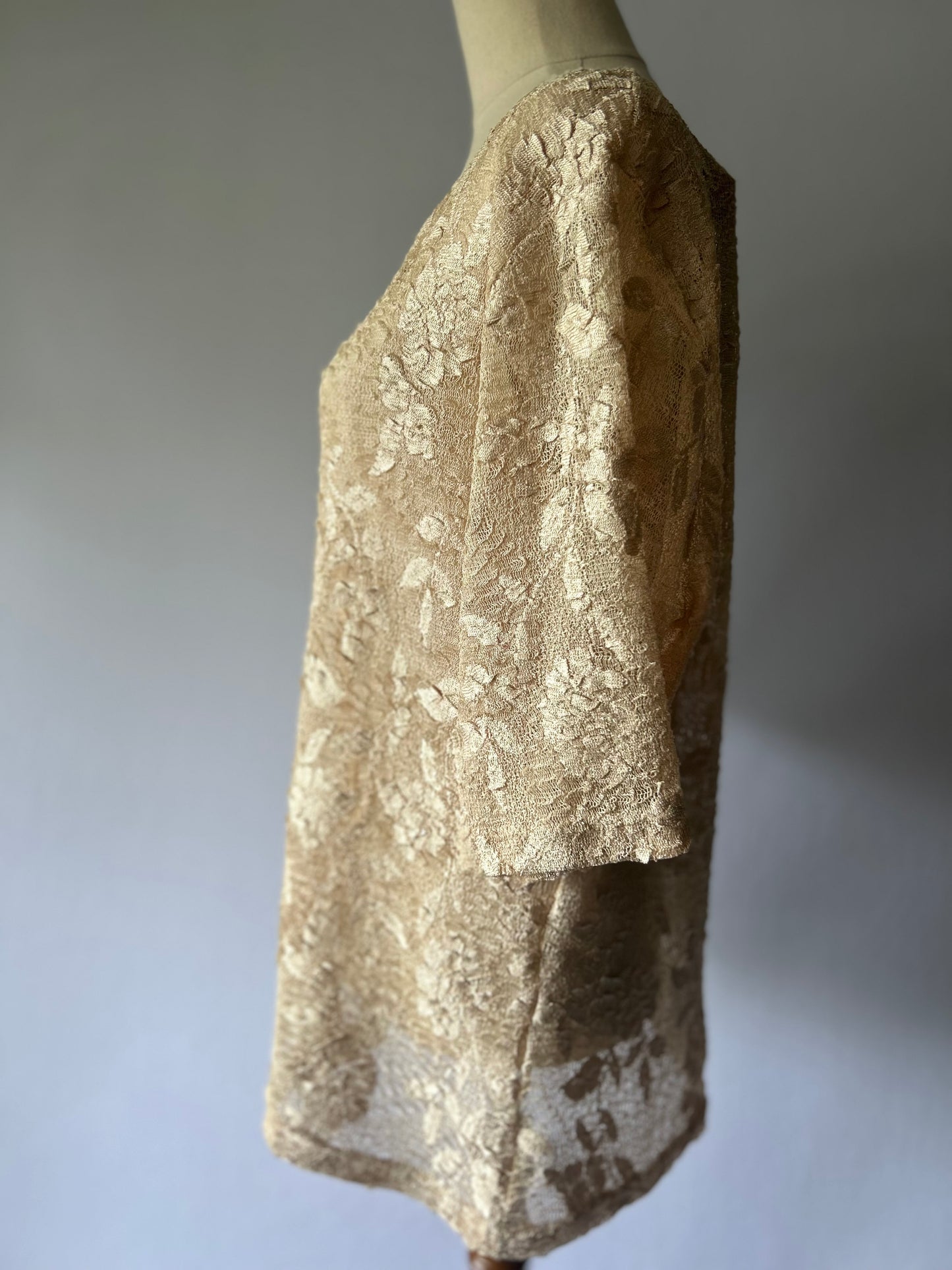 Gold Lace Sheer Blouse – Size L