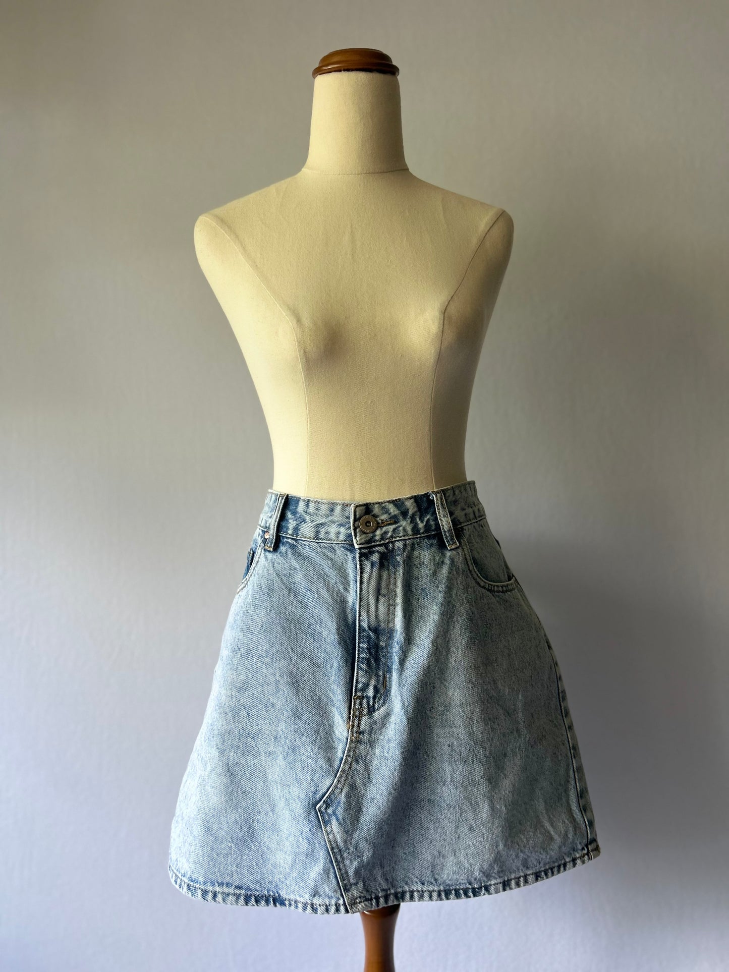 Cotton On High-Rise Denim Mini Skirt - Acid Wash - Size 12