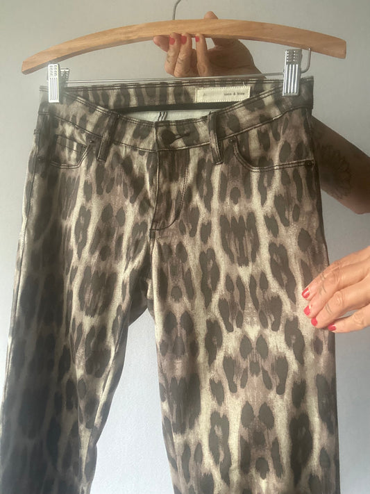 Sass & Bide Leopard Animal Print Skinny Stretch Jeans - Size 25 (NZ 7/8)
