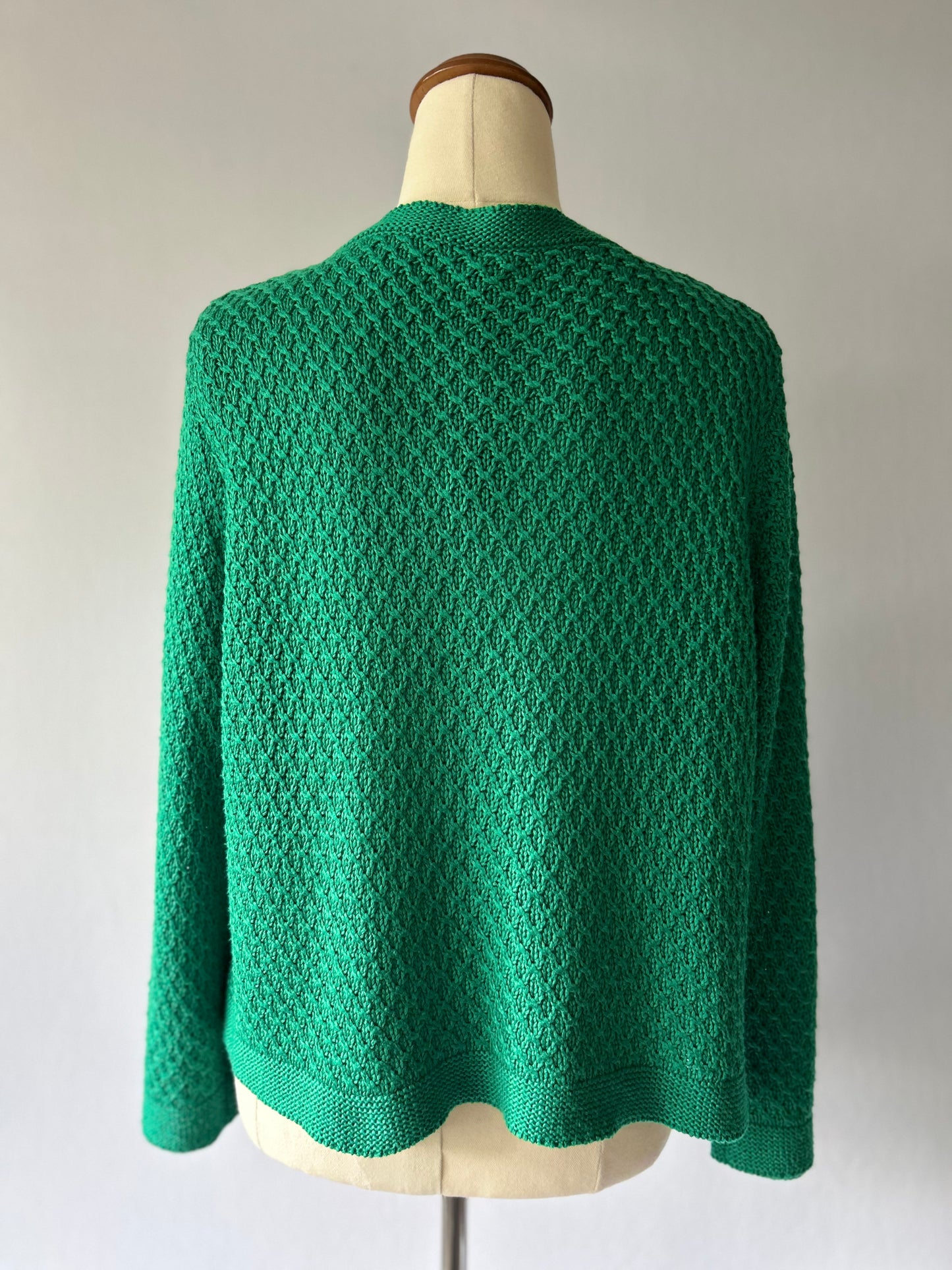 Emerald Green Waterfall Textured Knit Cardigan - Size M/L