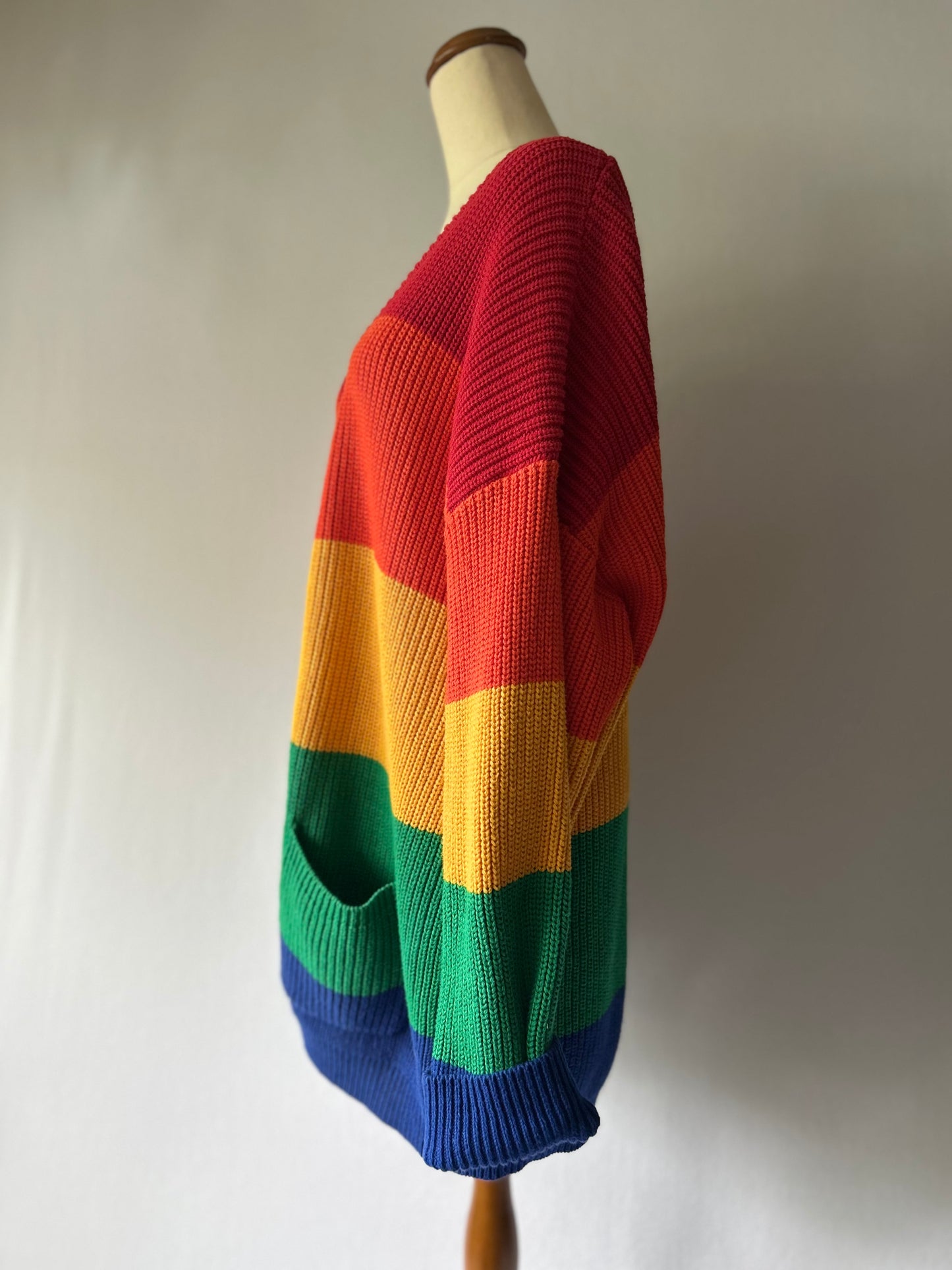 Dangerfield Rainbow Stripe Oversized Knit Cardigan – Size 16