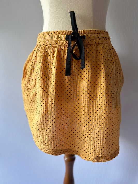 XS Polka Dot Cotton Bubble Skirt - Mustard Yellow
