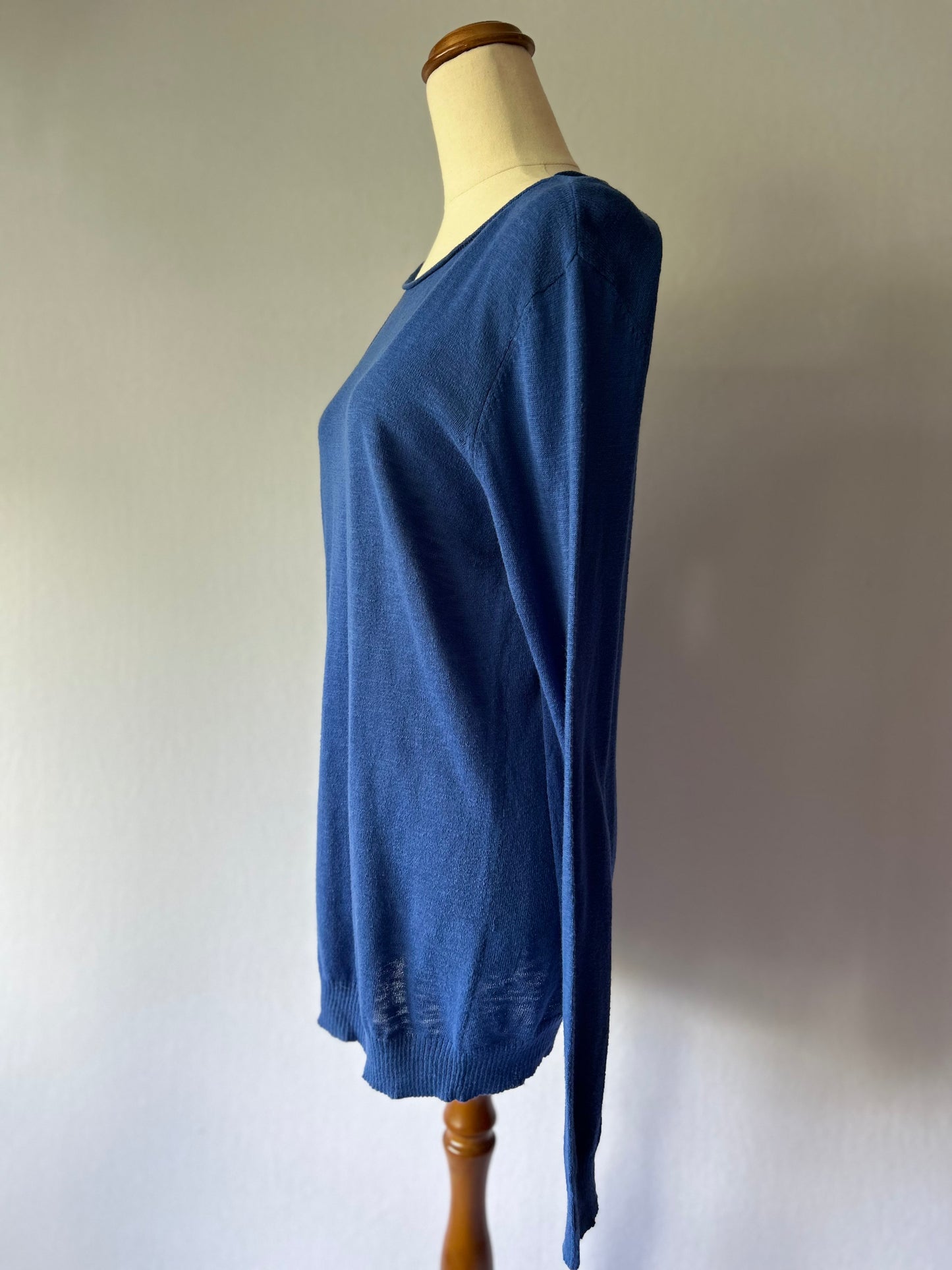 Classic Cornflower Blue Cotton Knit Sweater – Size S