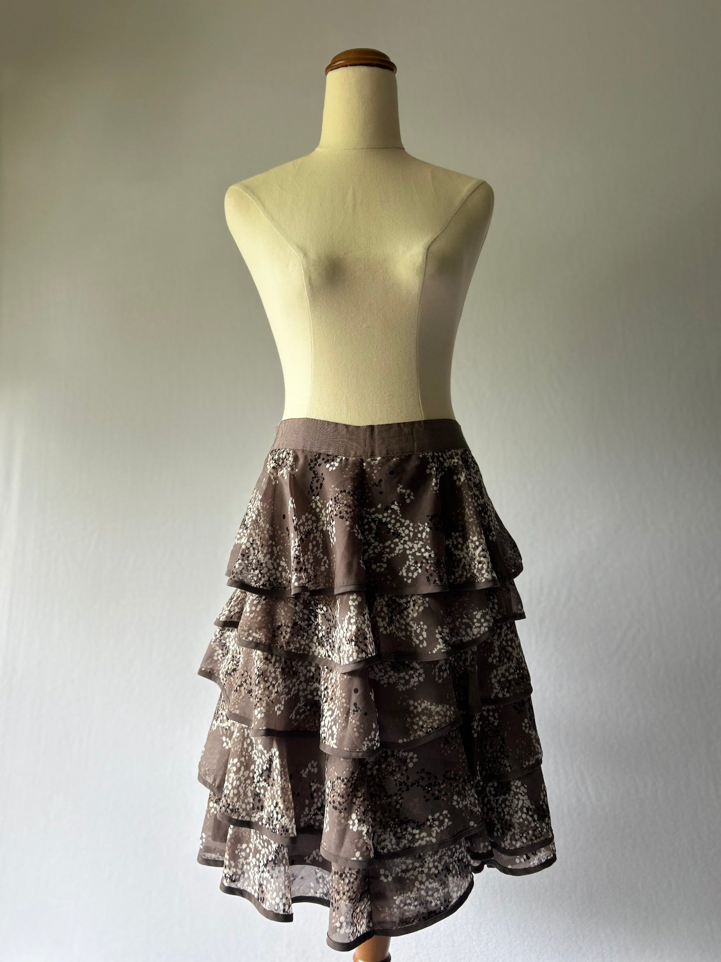 Brown Layered Ruffle Skirt Size 8