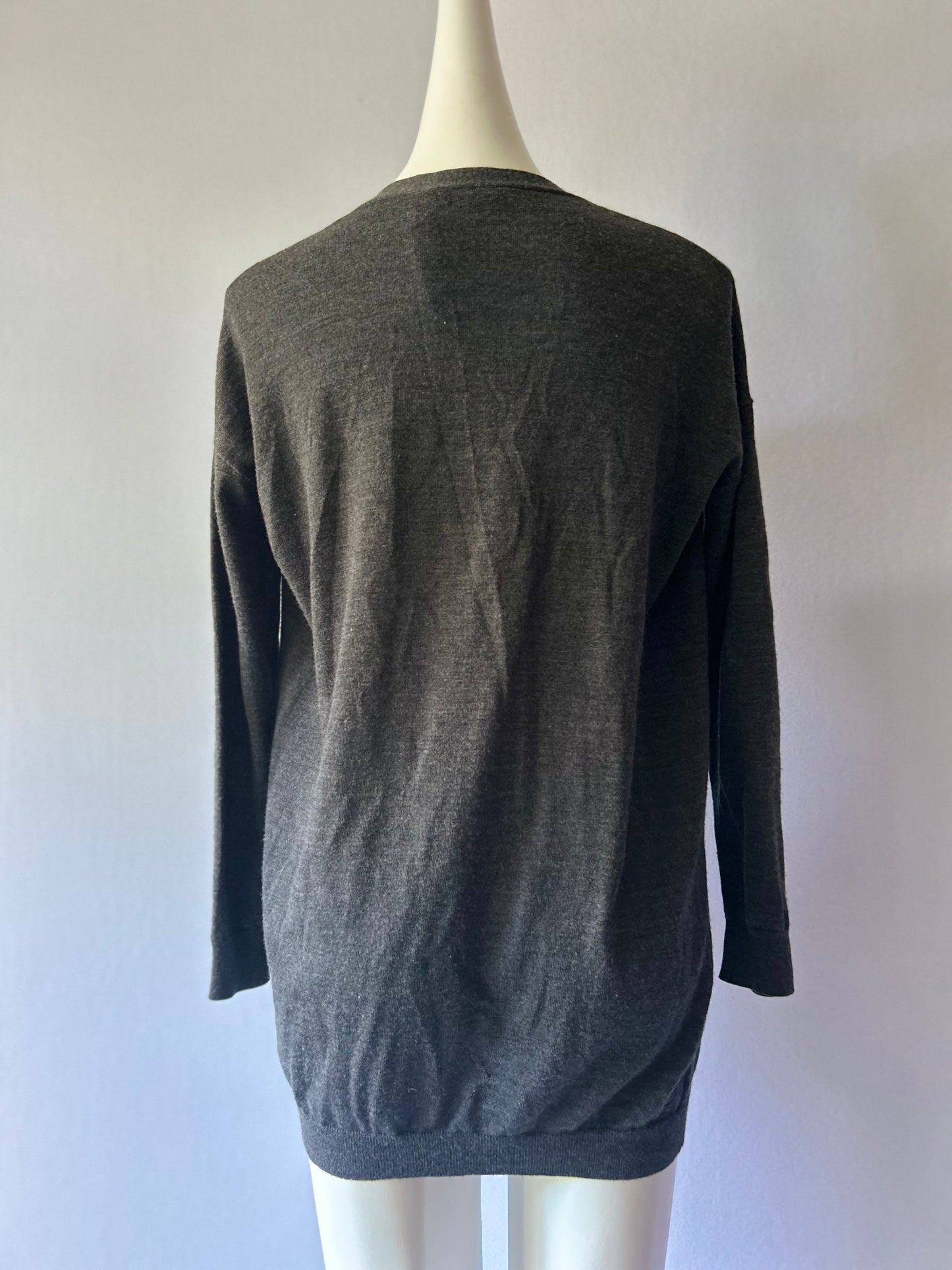 Saba 100% Merino Wool Longline Cardigan - Charcoal - Size 8