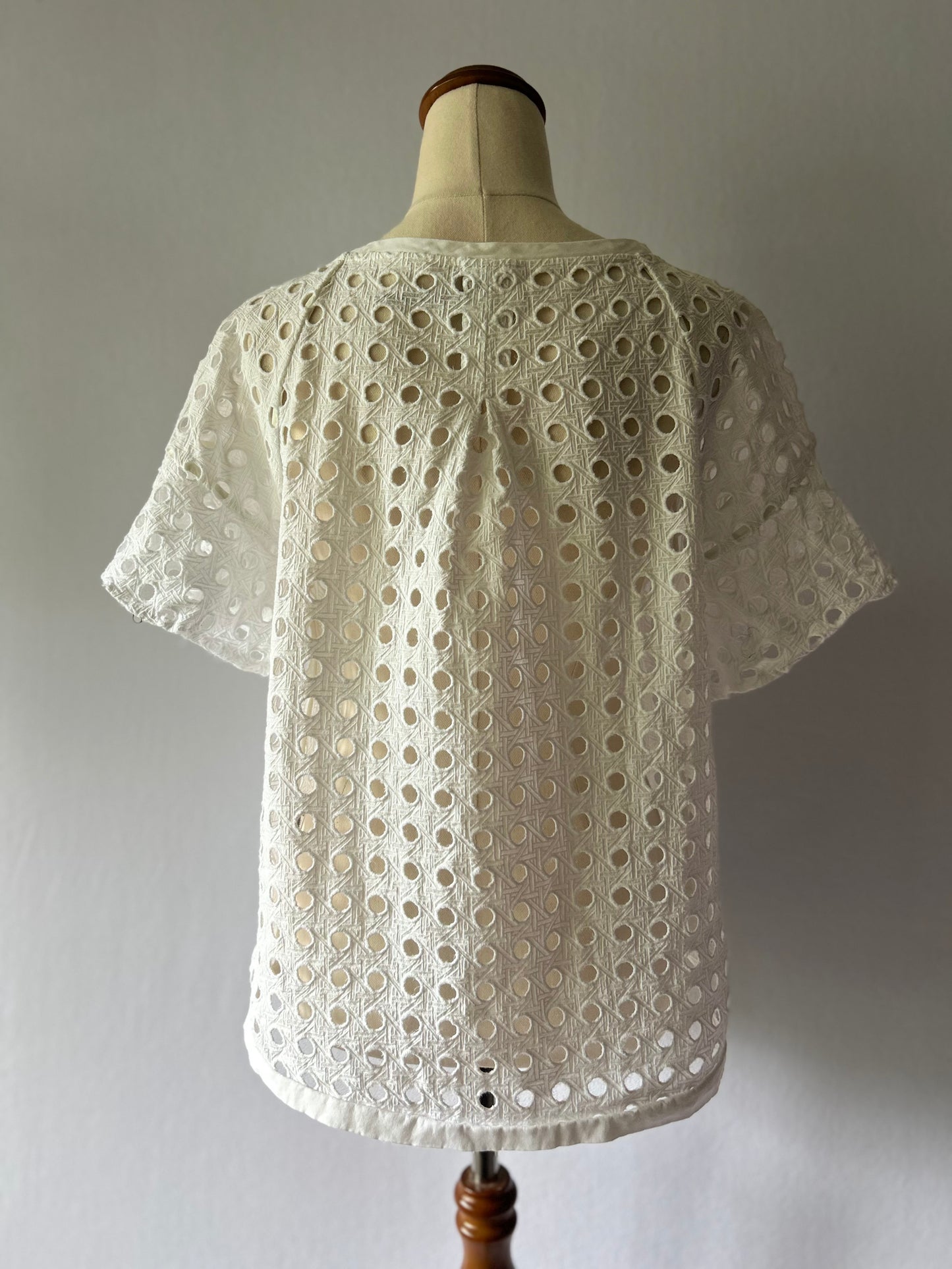 White Eyelet Broderie Anglaise Cotton Top - Size 10