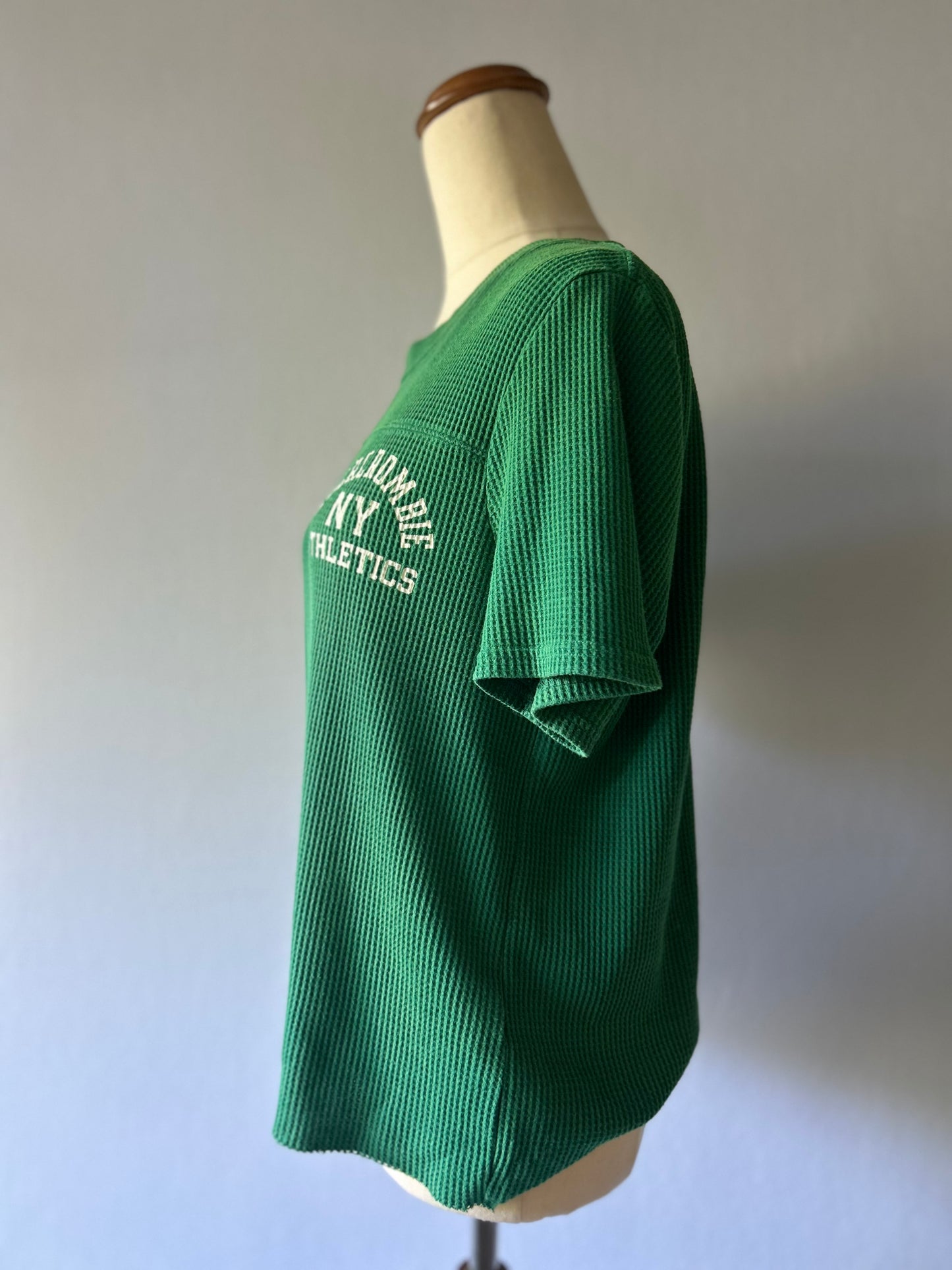 Abercrombie & Fitch Green Waffle Knit Tee - Size M | NY Athletics Graphic