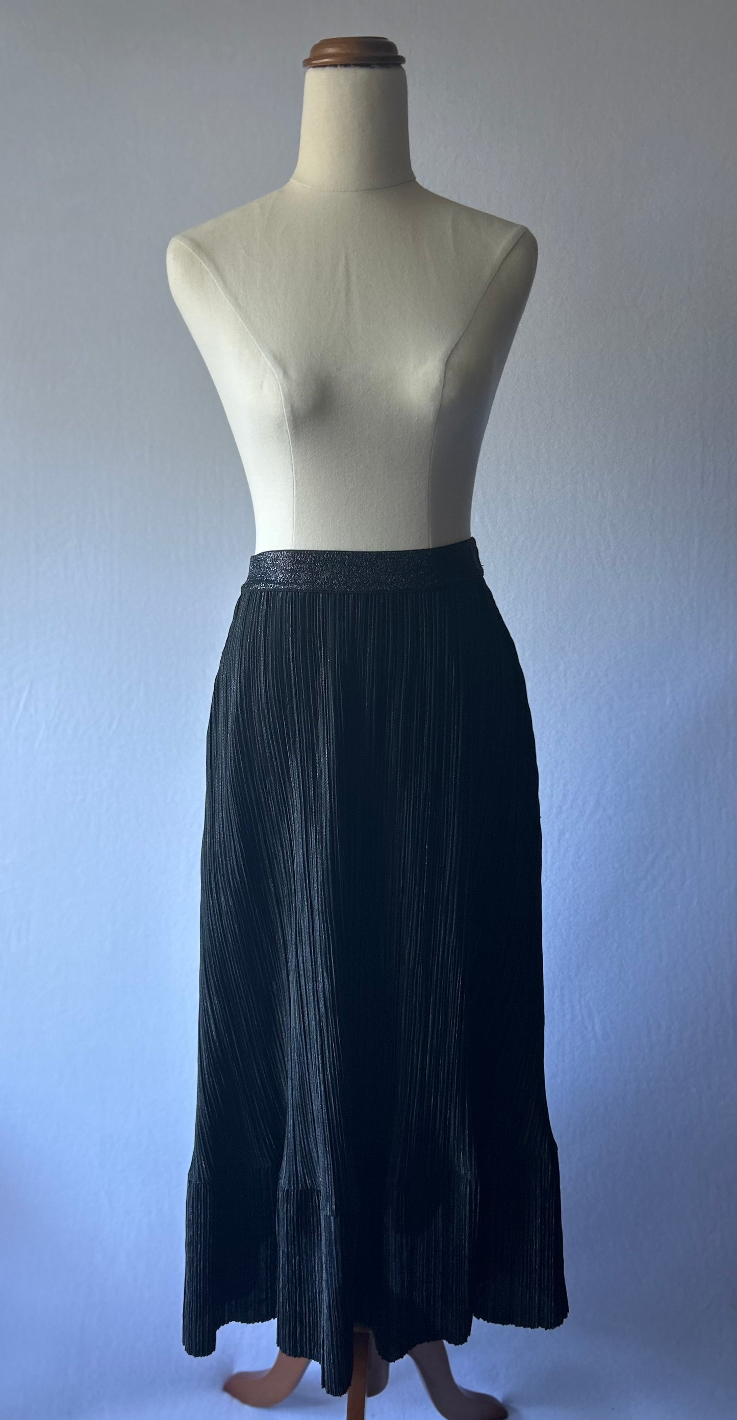 Black Pleated Midi Skirt – Size 2/M