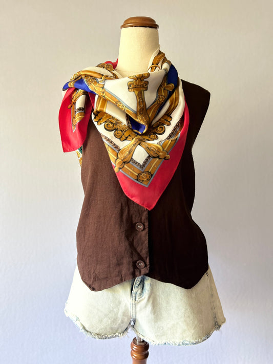 Vintage-Inspired Silk Scarf – Bold Baroque Print