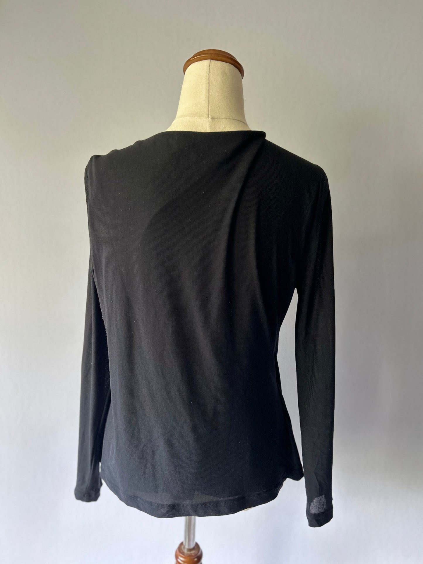 Staxs Black Lace-Up V-Neck Long Sleeve Top – Size 16