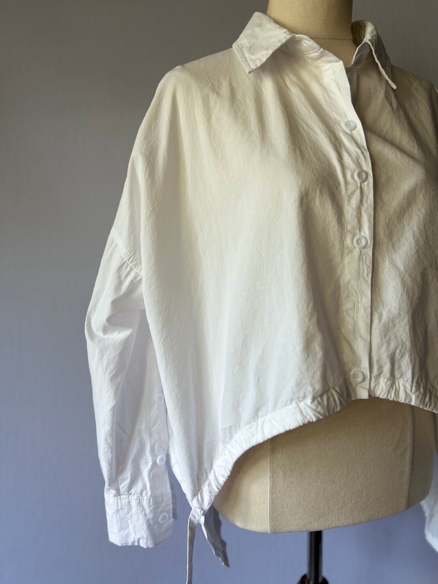 Architectural High-Low Drawstring Shirt - White - Size M