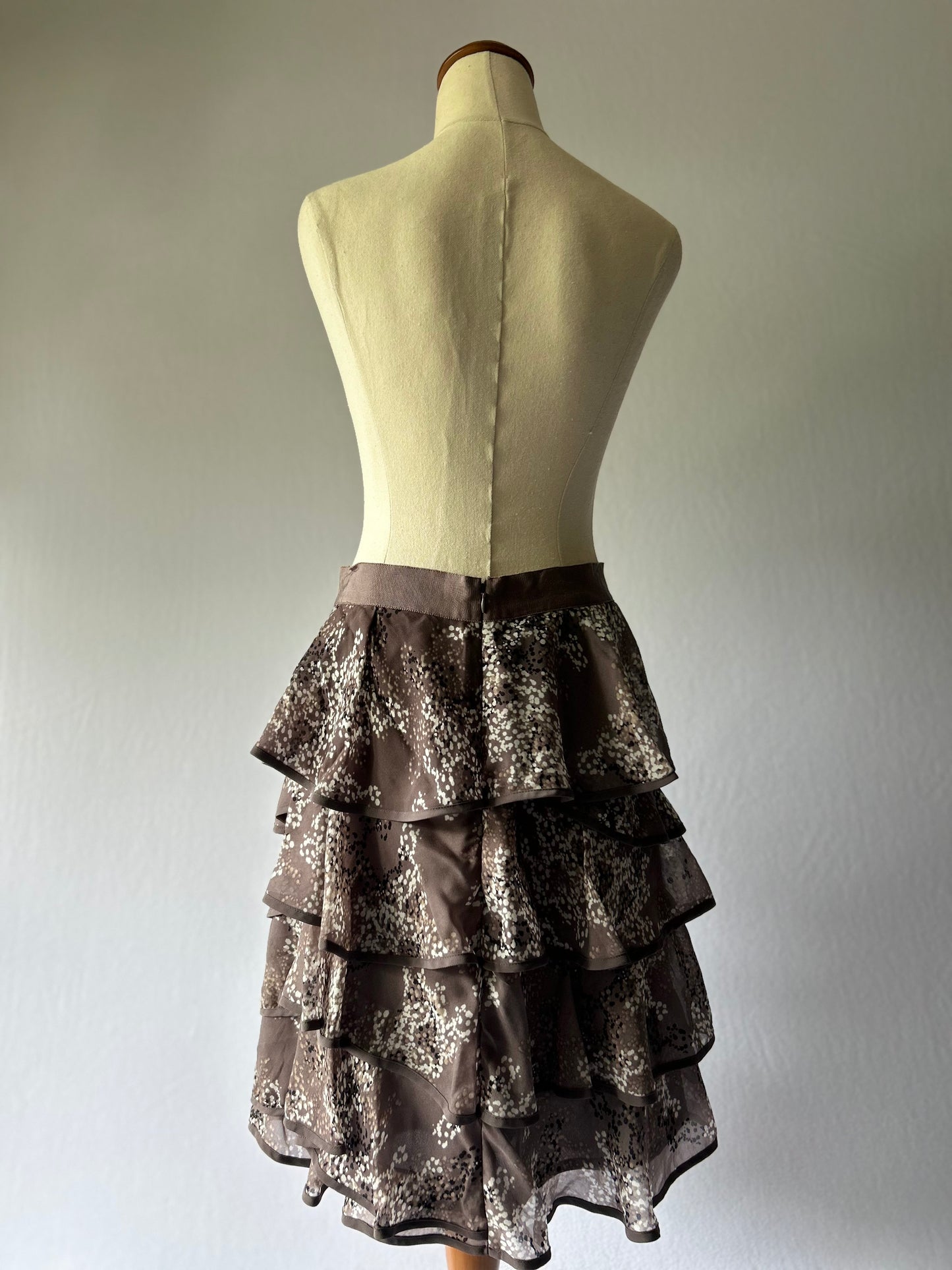 Brown Layered Ruffle Skirt Size 8