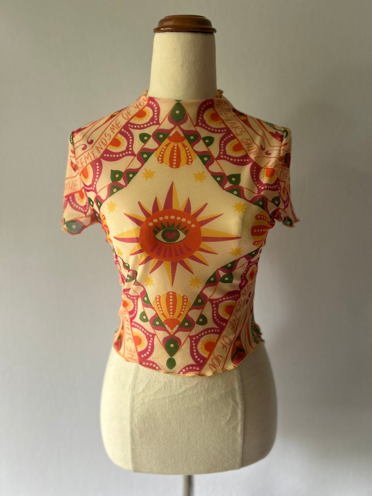 Sun Print Mesh Short Sleeve Top – Size XS