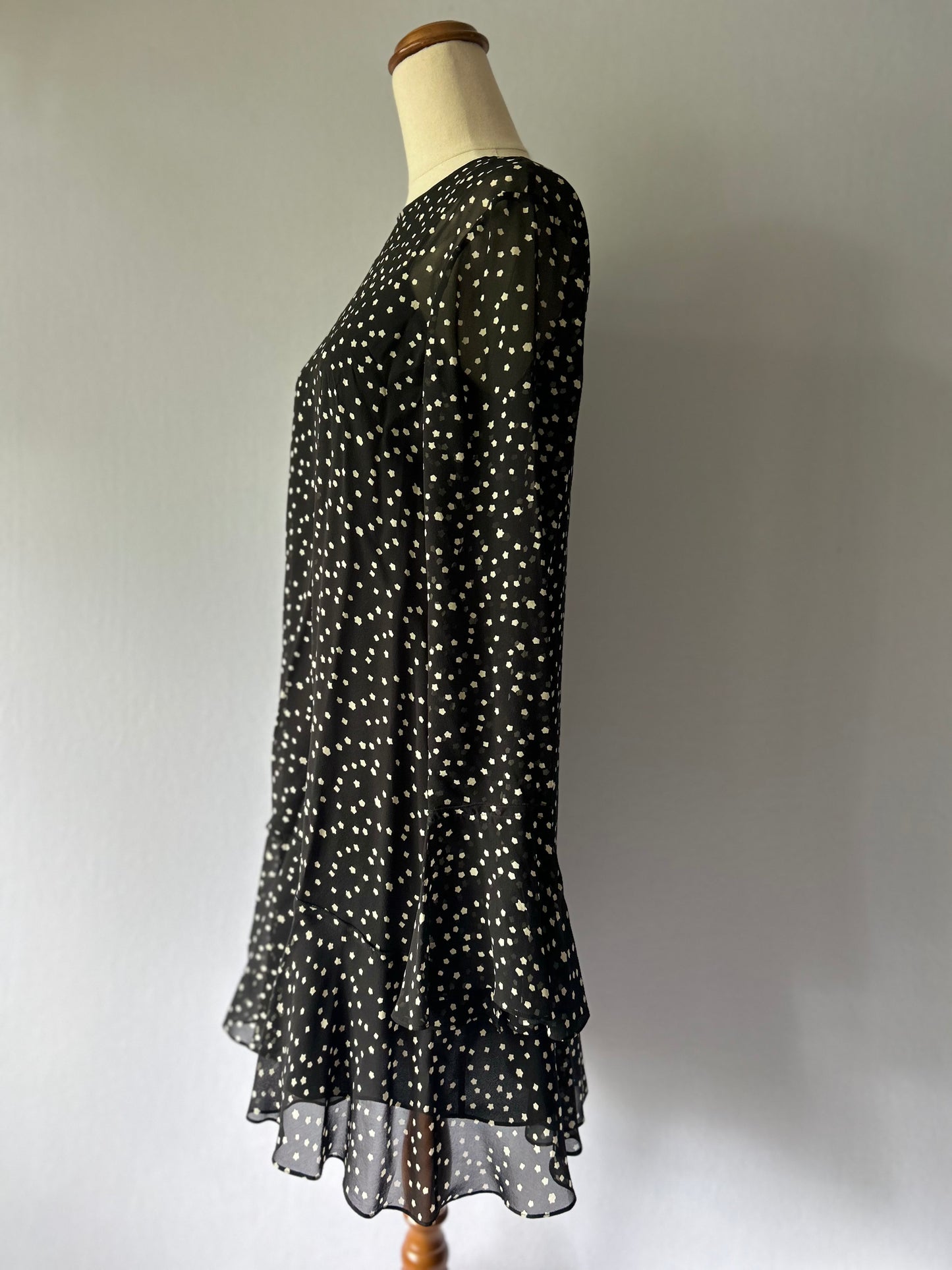 Theory Silk Star-Print Tiered Mini Dress – Size 4