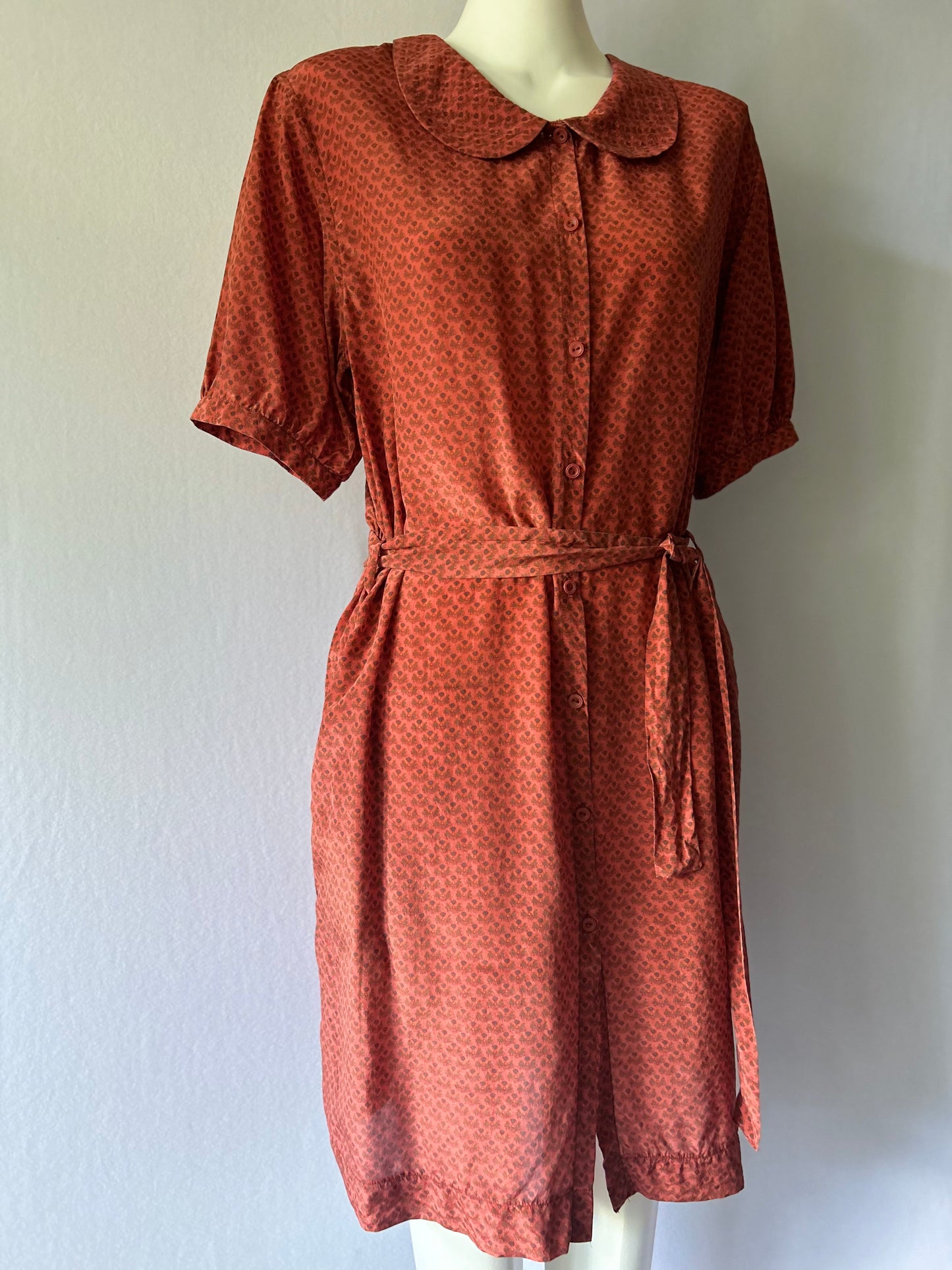 Ingrid Starnes Made in NZ Silk Patterned Shirt Dress - Size 10
