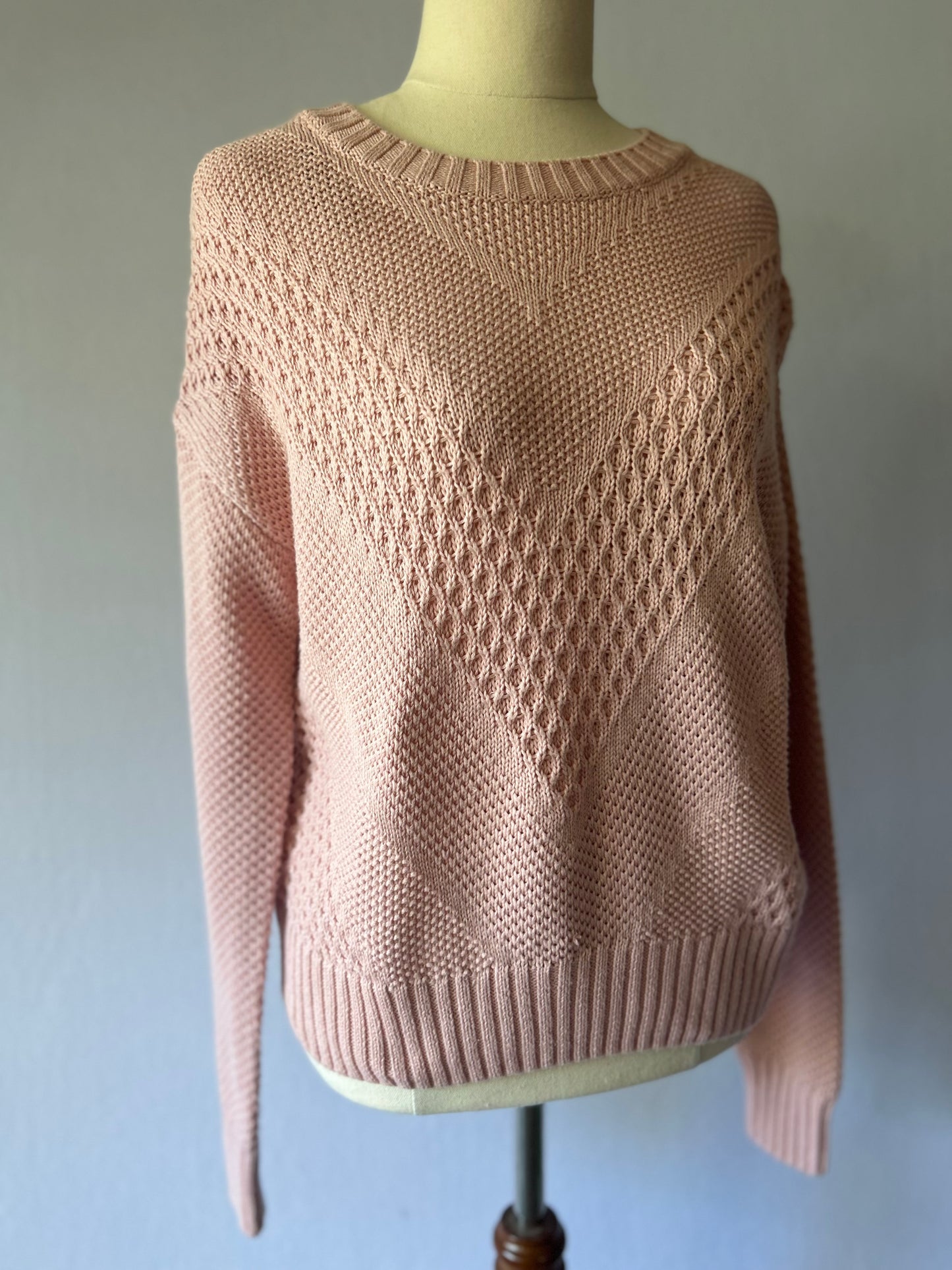 Chevron Knit Cotton Blend Sweater (Size XS)