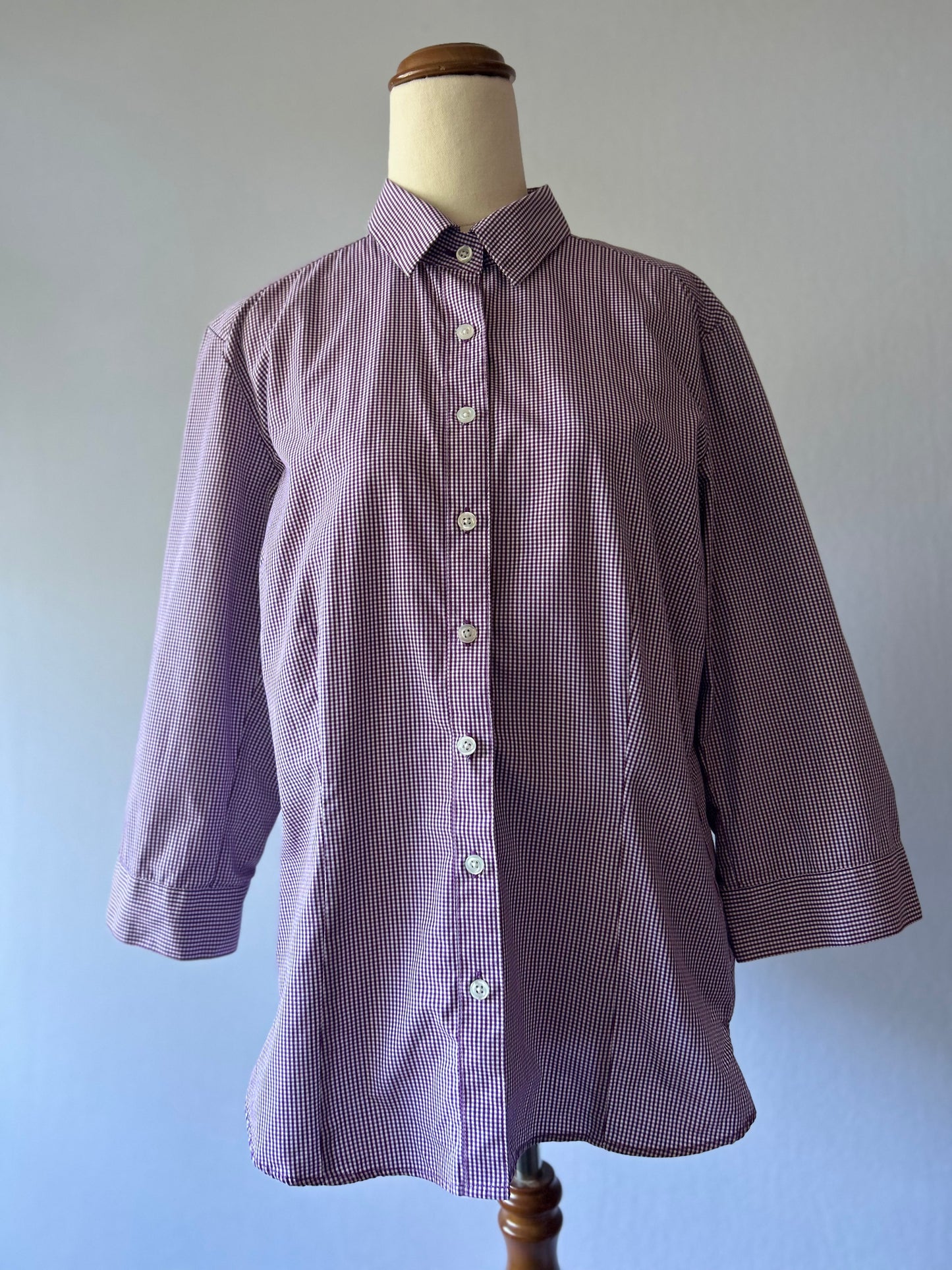 Purple Micro-Check Button-Down Shirt - Size 14