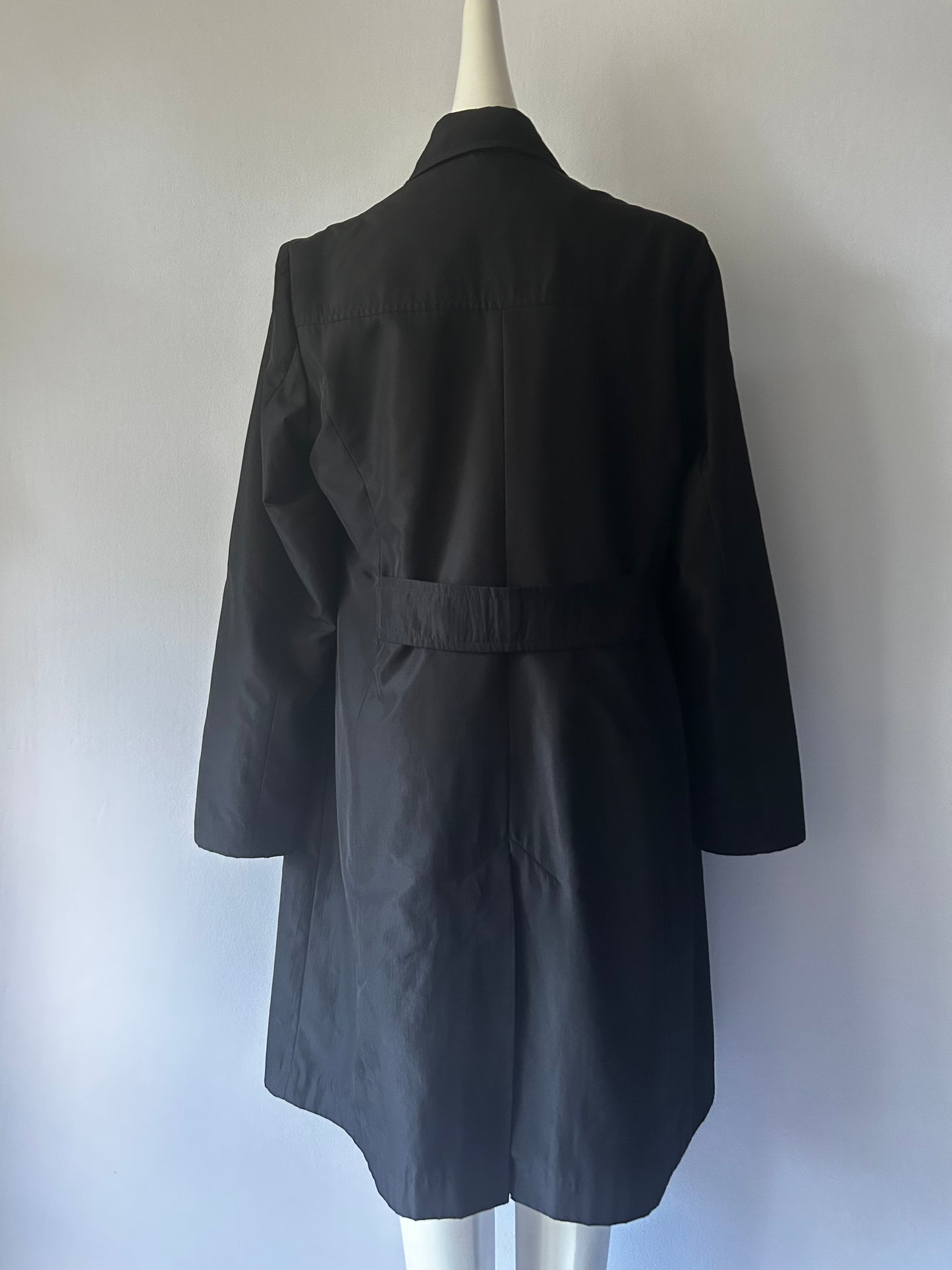 Classic Black Mid-Length Car Coat - Size 16