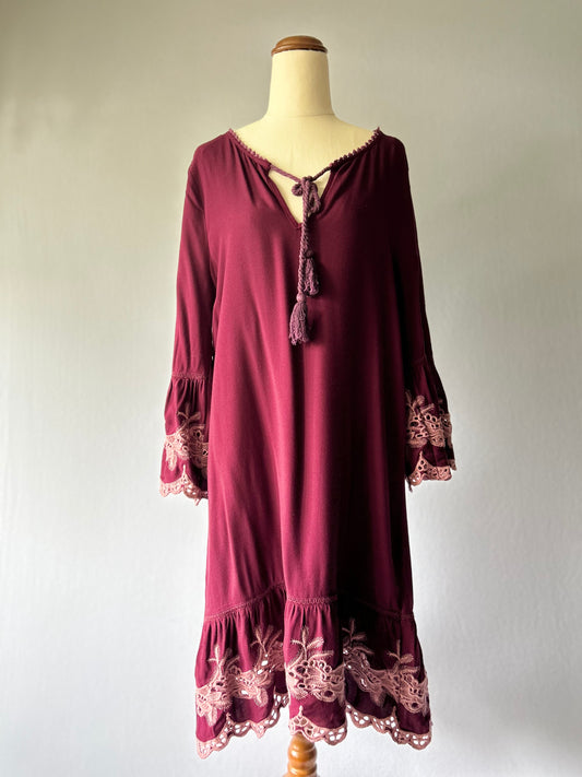 Sass Embroidered Boho Tunic Dress – Size 12