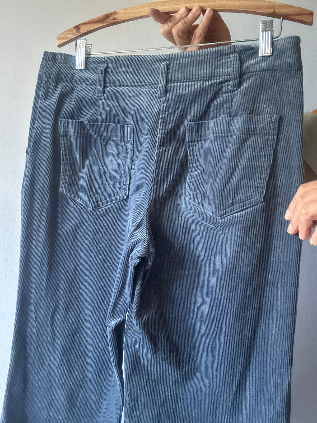 Storm Dusty Blue Corduroy Wide Leg Trousers - Size 12