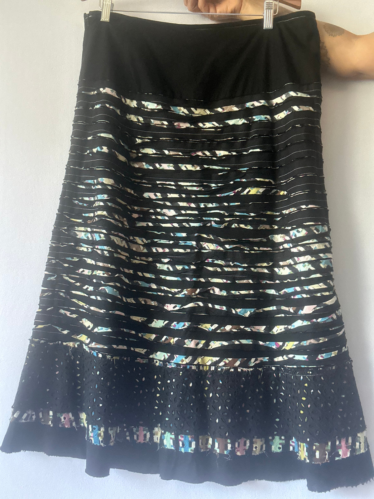 Verge New Zealand Textured Tiered Cotton Midi Skirt - Size 14