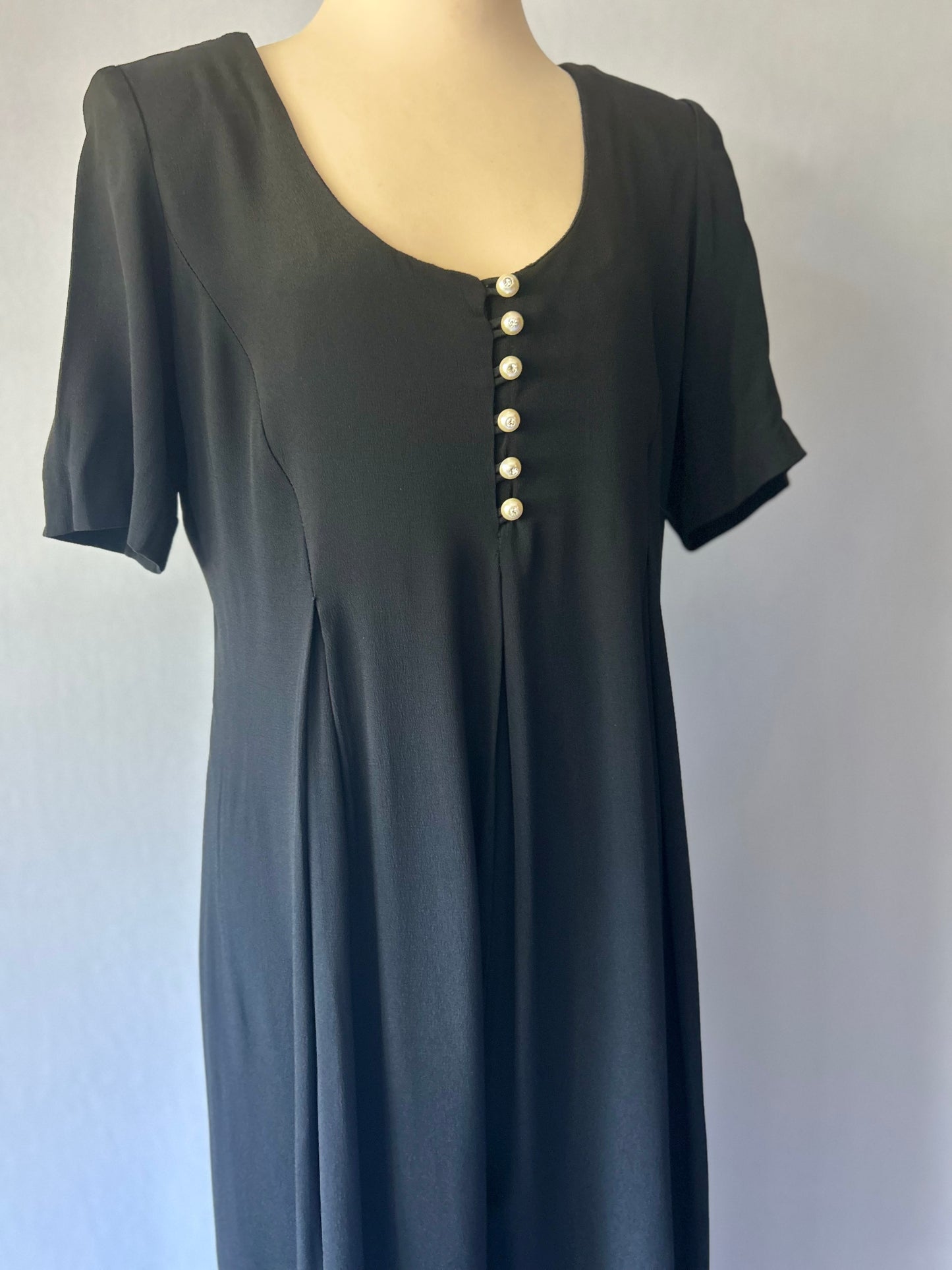 Vintage Black Jumpsuit – Size 10 – Shoulder Pads – Polyester