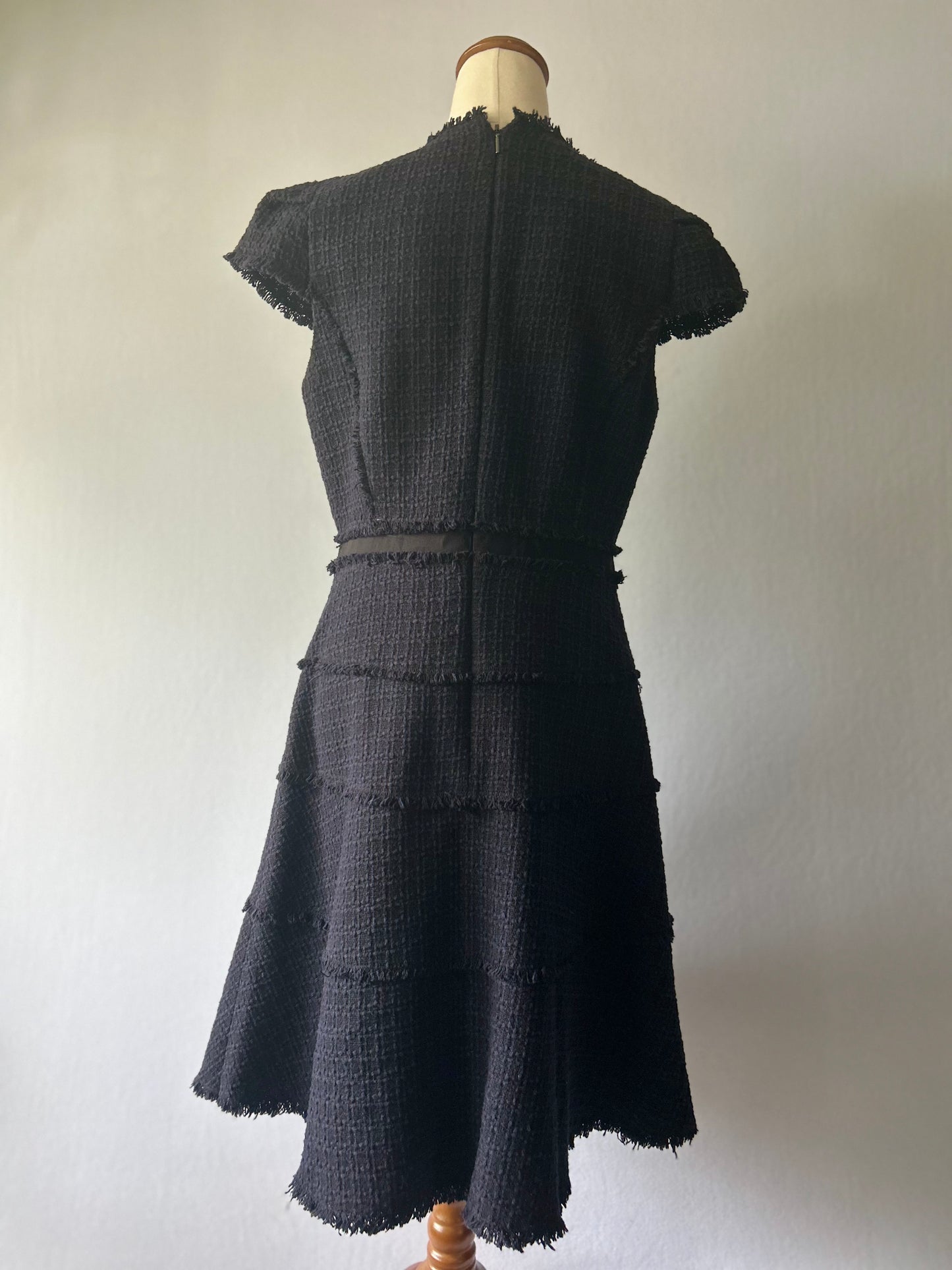 Rebecca Taylor Textured Tweed Fringed Dress – Size 8