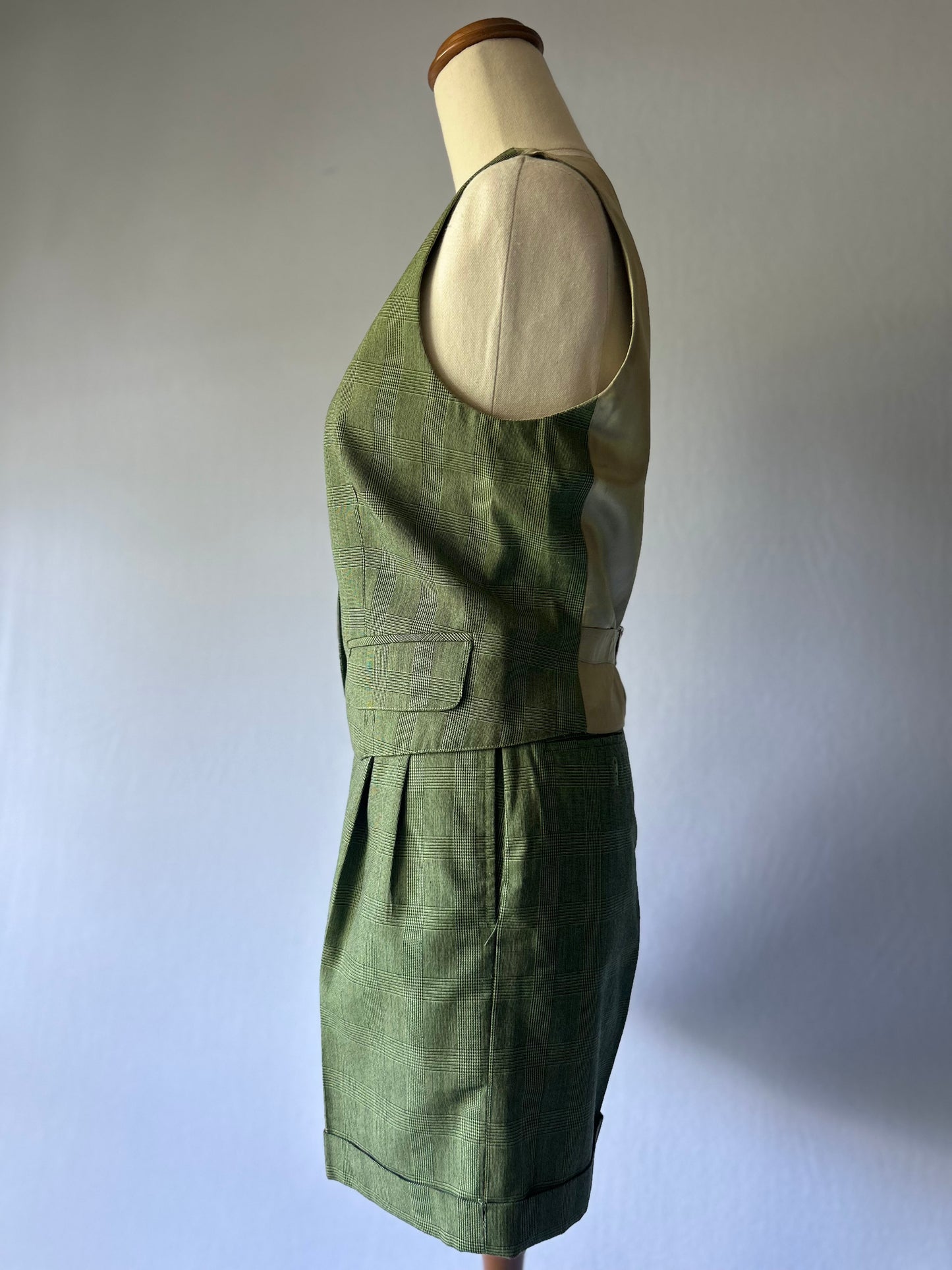 Vintage Moss Check Tailored Set – Size 34 (XS)