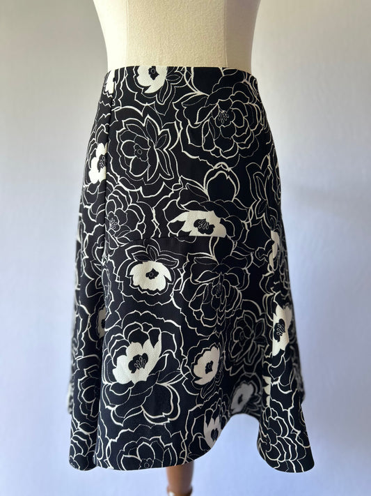 Veronika Maine Black & White Floral Skirt – Size 12