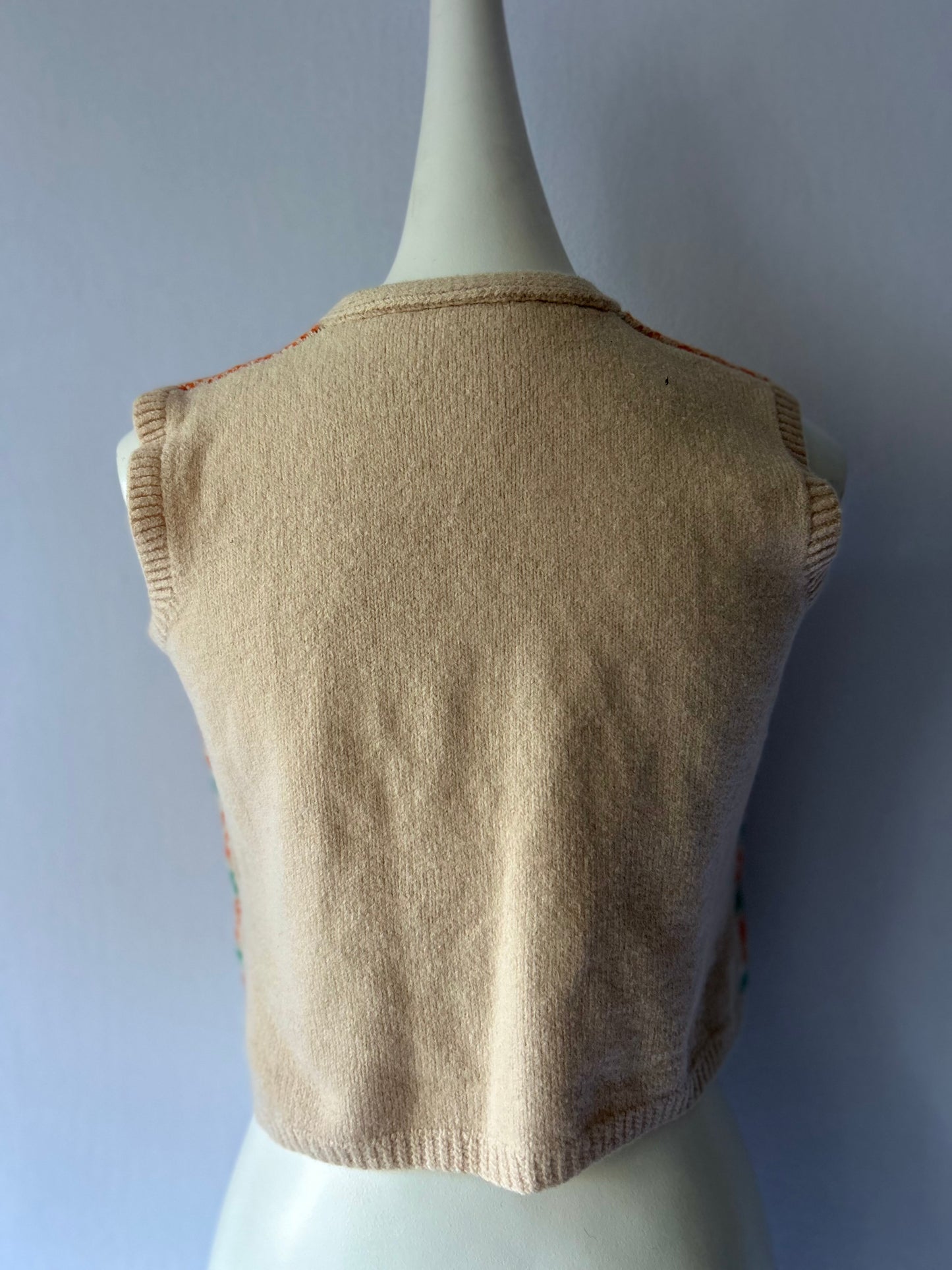 Vintage Fair Isle Wool Zip-Up Vest - Size Small
