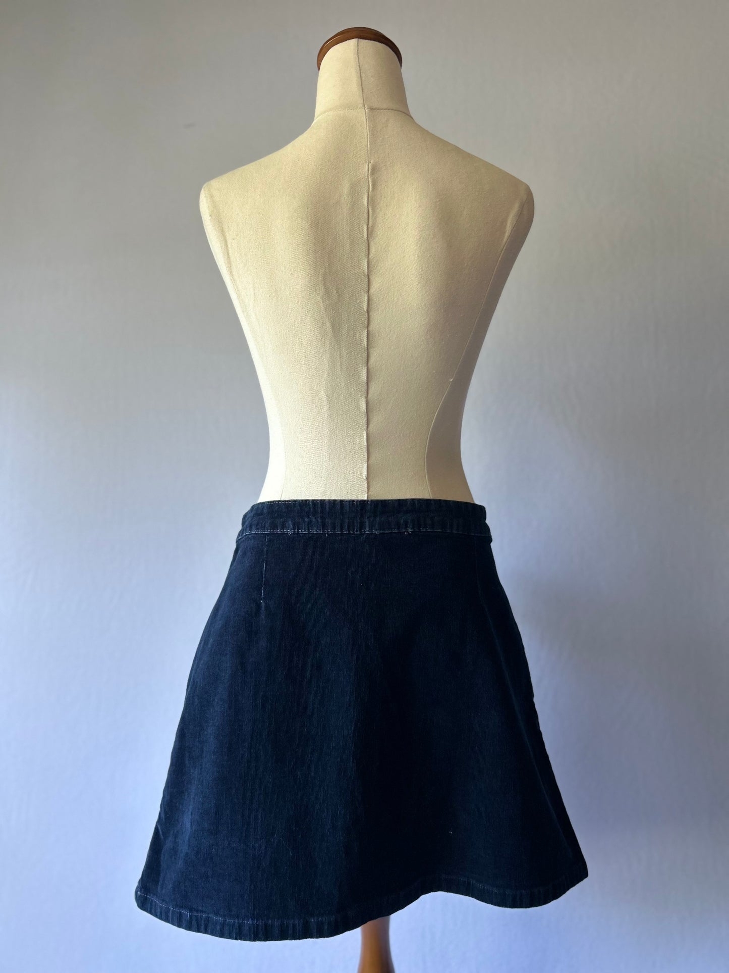Navy Cord Mini Skirt – Size 34