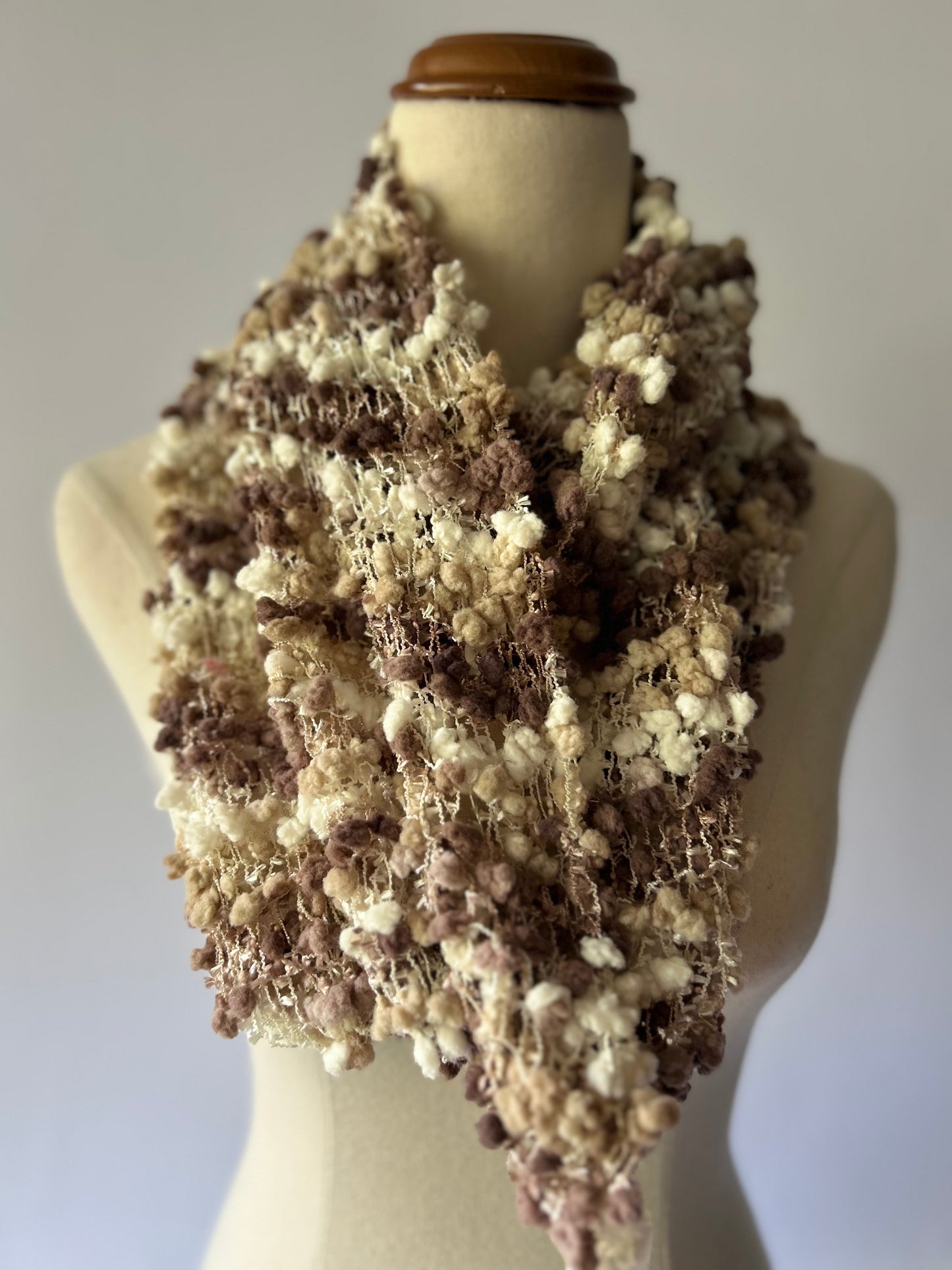 Textured Multi-Tonal Popcorn Knit Scarf