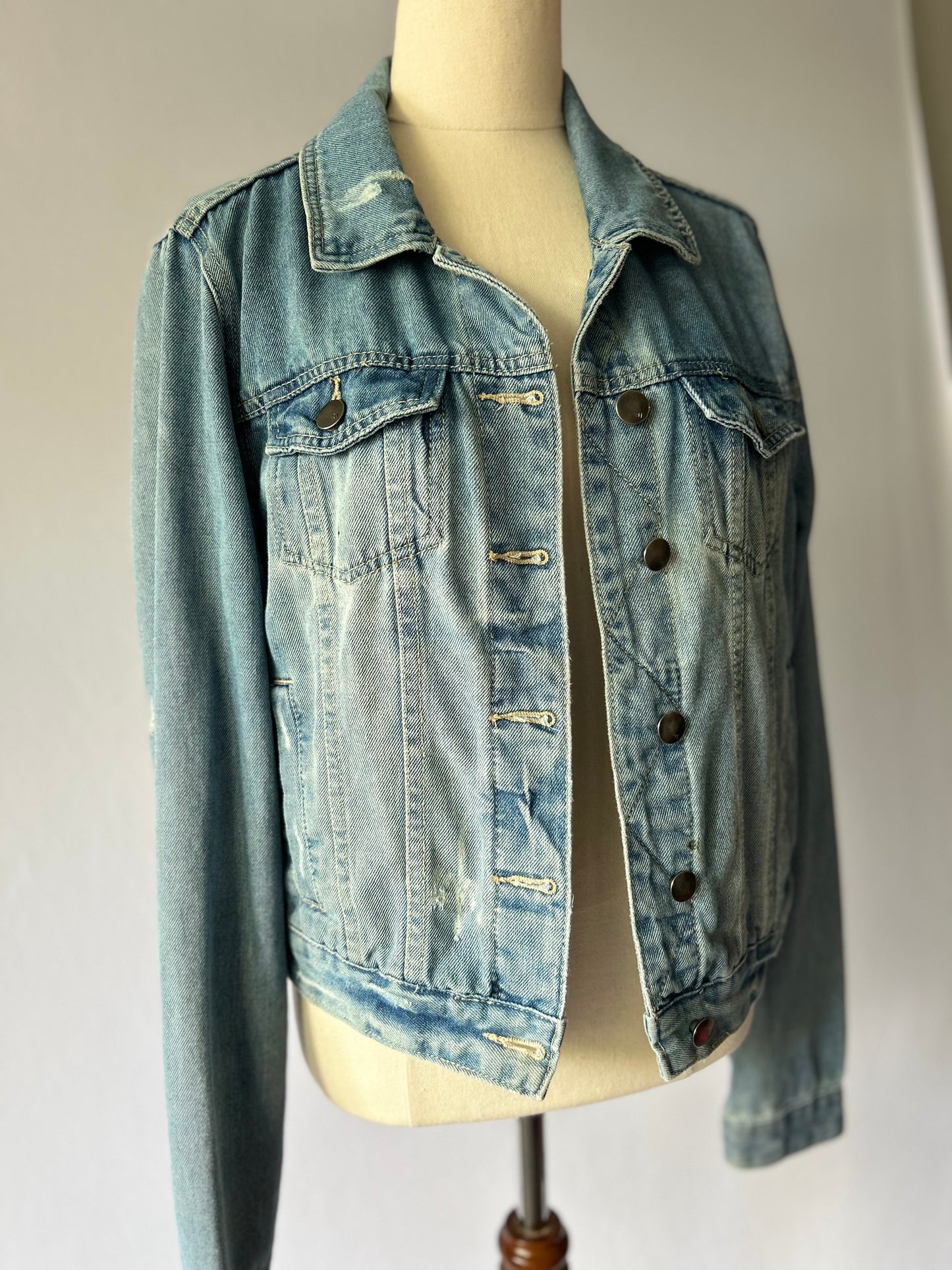 Classic Mid-Wash Soft Denim Jacket - Size 12