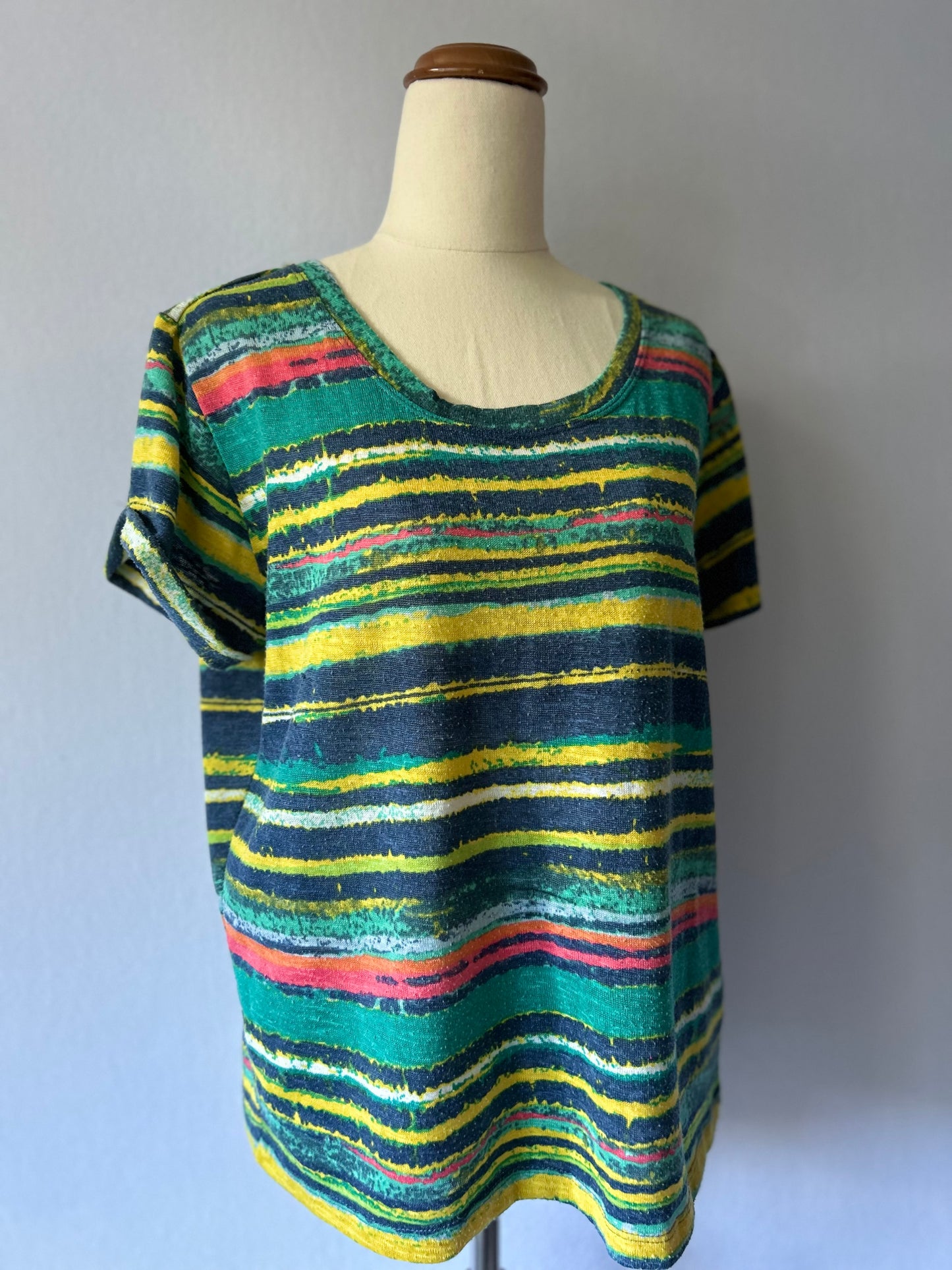 Multicolour Abstract Stripe Tee - Size M