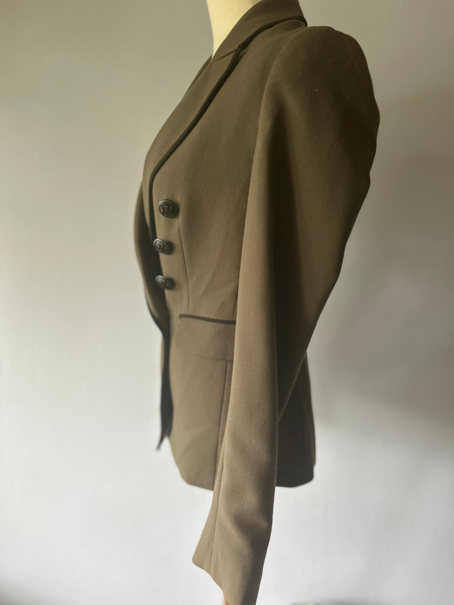 Green Double-Breasted Blazer – Size 6 – Tailored Fit – Polyester Viscose Blend