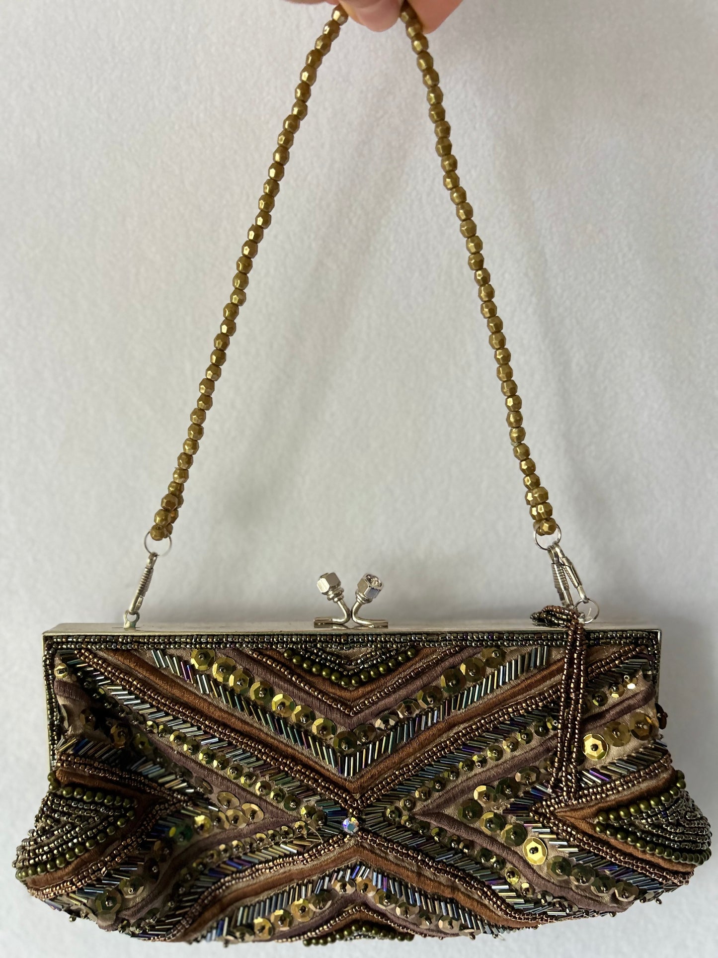 Vintage Art Deco Beaded Kiss-Lock Evening Clutch Bag
