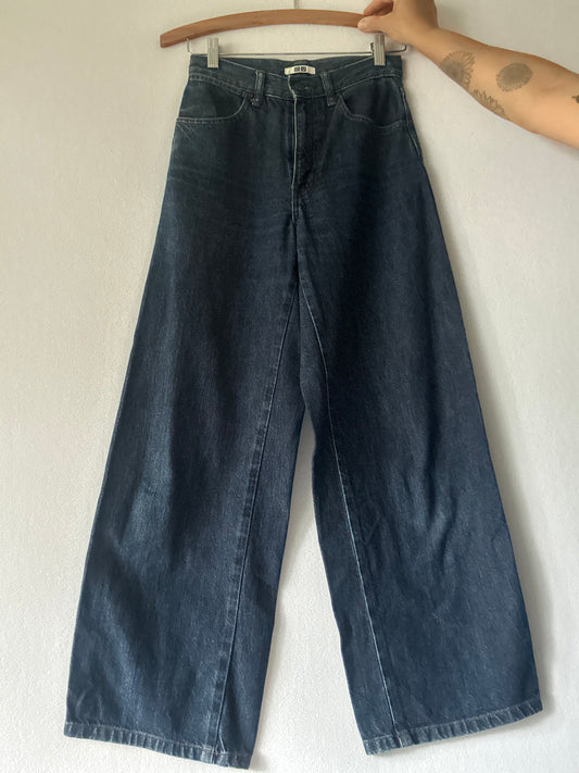 Uniqlo Dark Indigo High-Waisted Wide Leg Jeans - Size 23 (NZ 6)