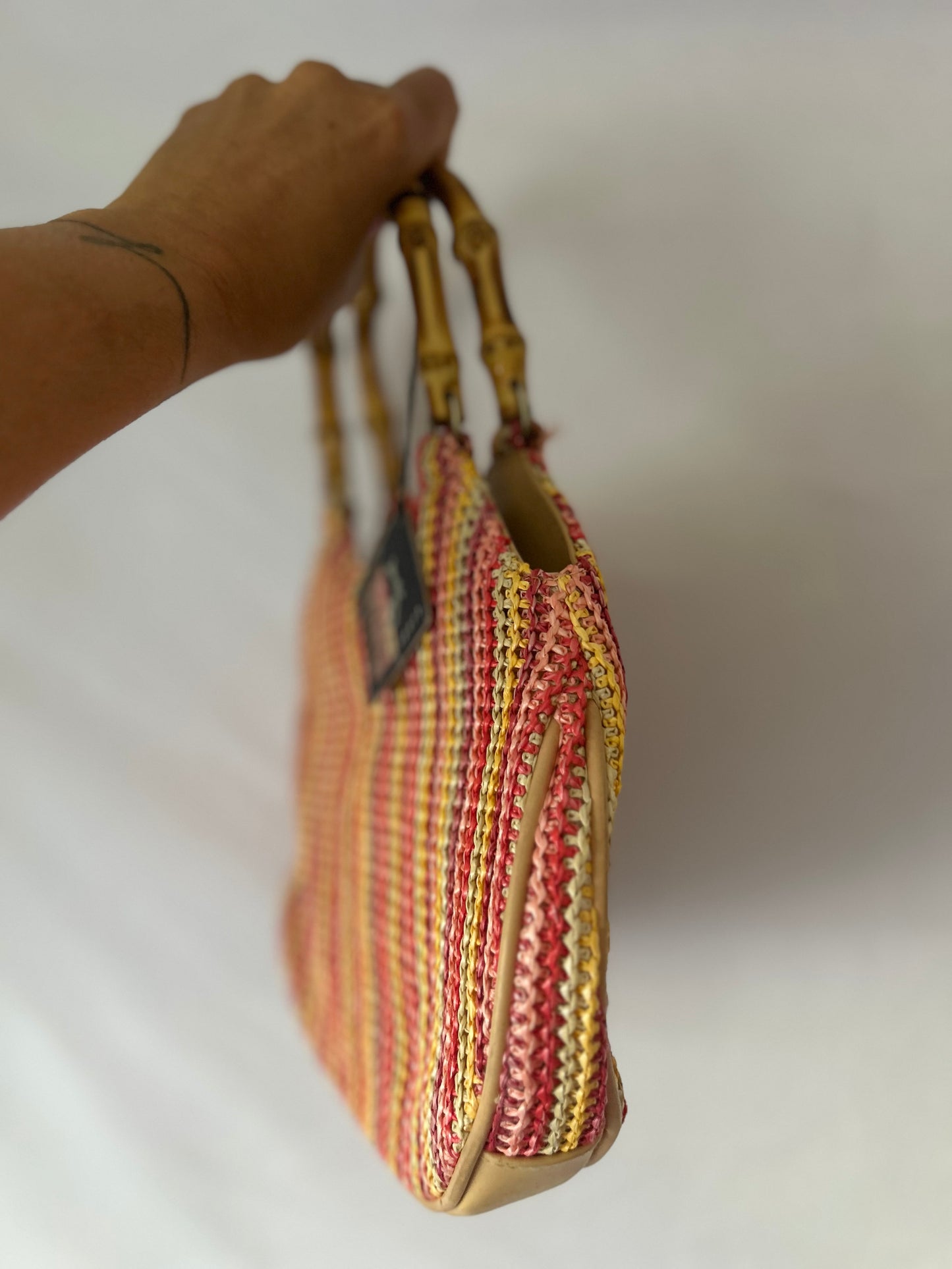 Cellini Woven Bamboo-Handle Bag – New With Tags