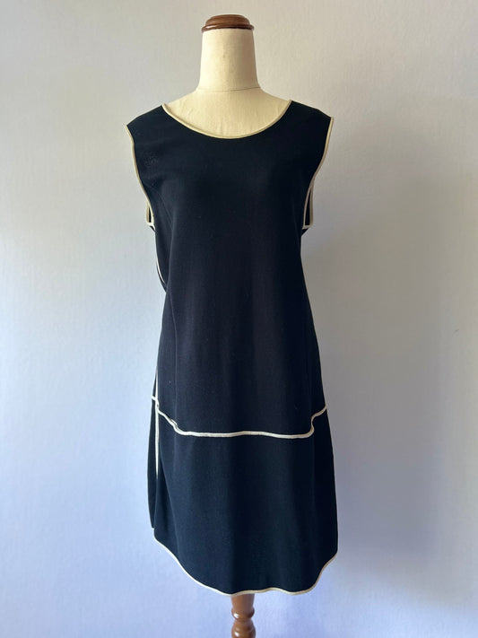Lorena Antoniazzi Made in Italy 100% Cotton Contrast Piping Knit Shift Dress - Size IT 42 (AU/NZ 10)