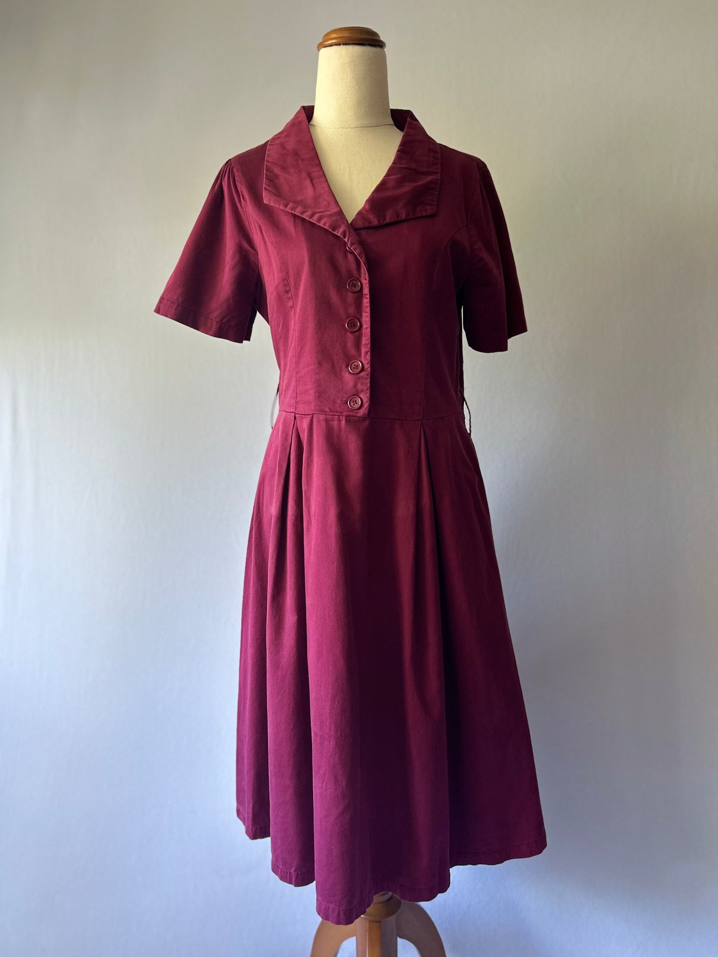 Princess Highway Berry Wine Cotton Button-Down Dress - Size 10