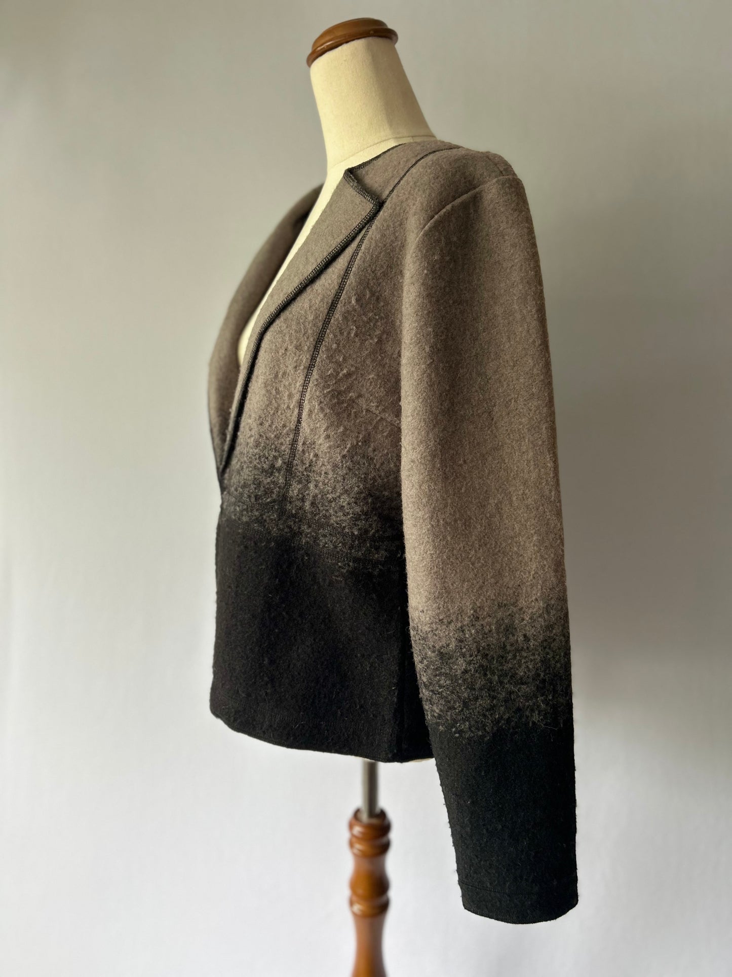 Monochrome Ombre Boiled Wool Blend Jacket – US 8