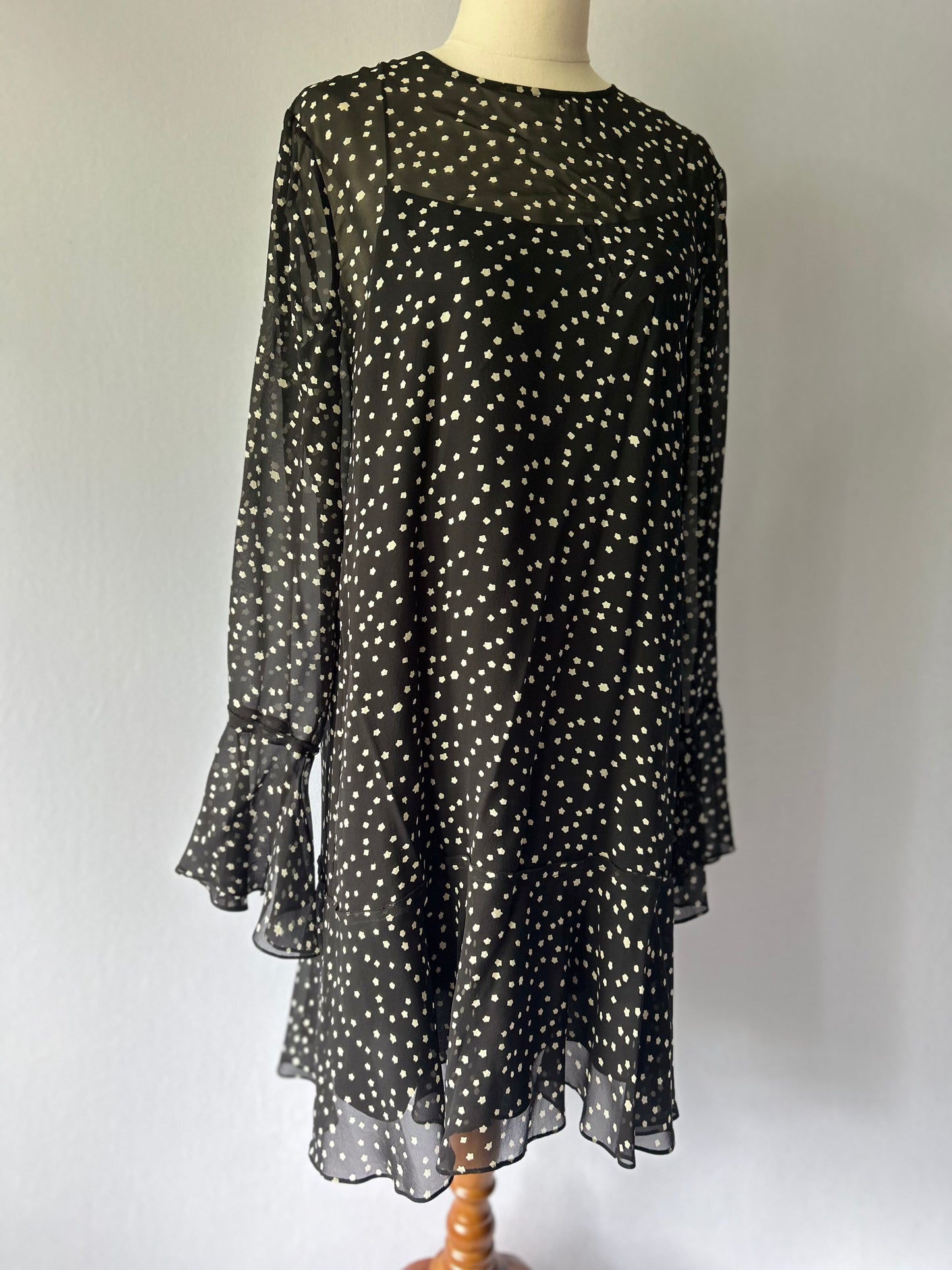 Theory Silk Star-Print Tiered Mini Dress – Size 4