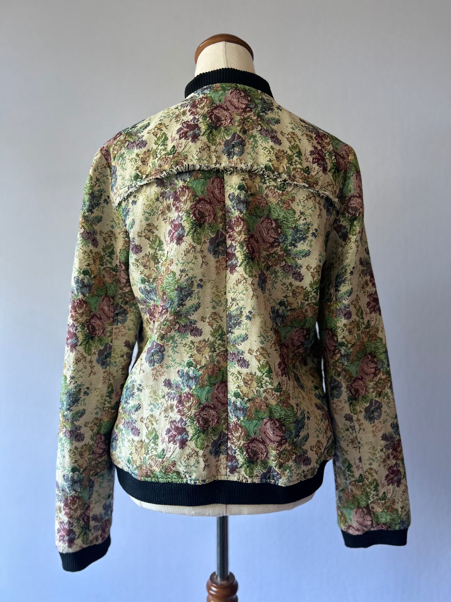 Floral Tapestry Jacquard Bomber Jacket - Size S