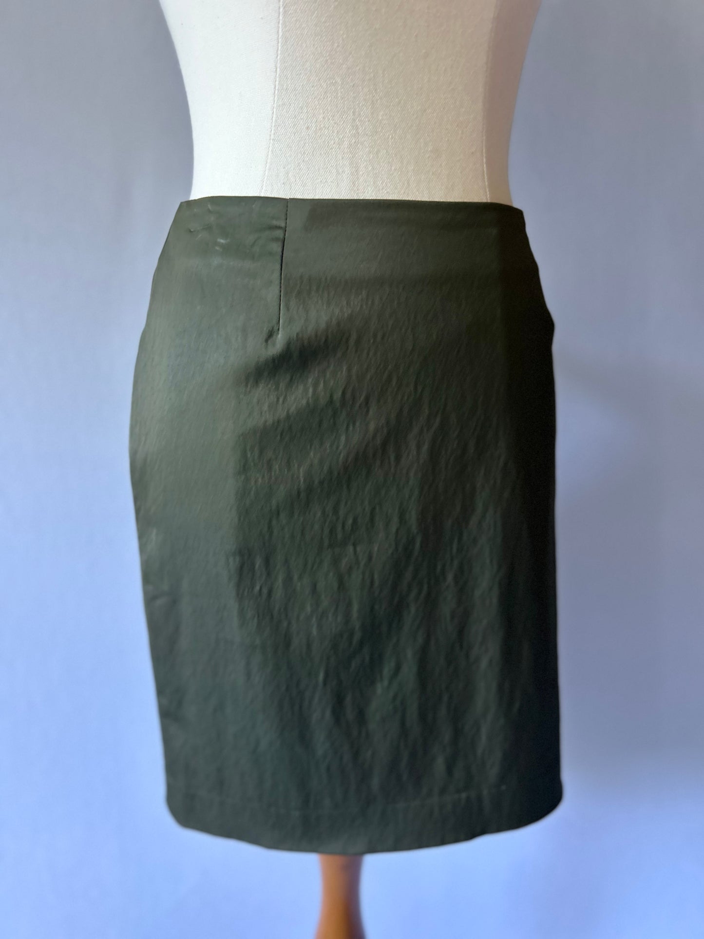 Olive  Mini Skirt - Size 8 | Stretch Bodycon Fit