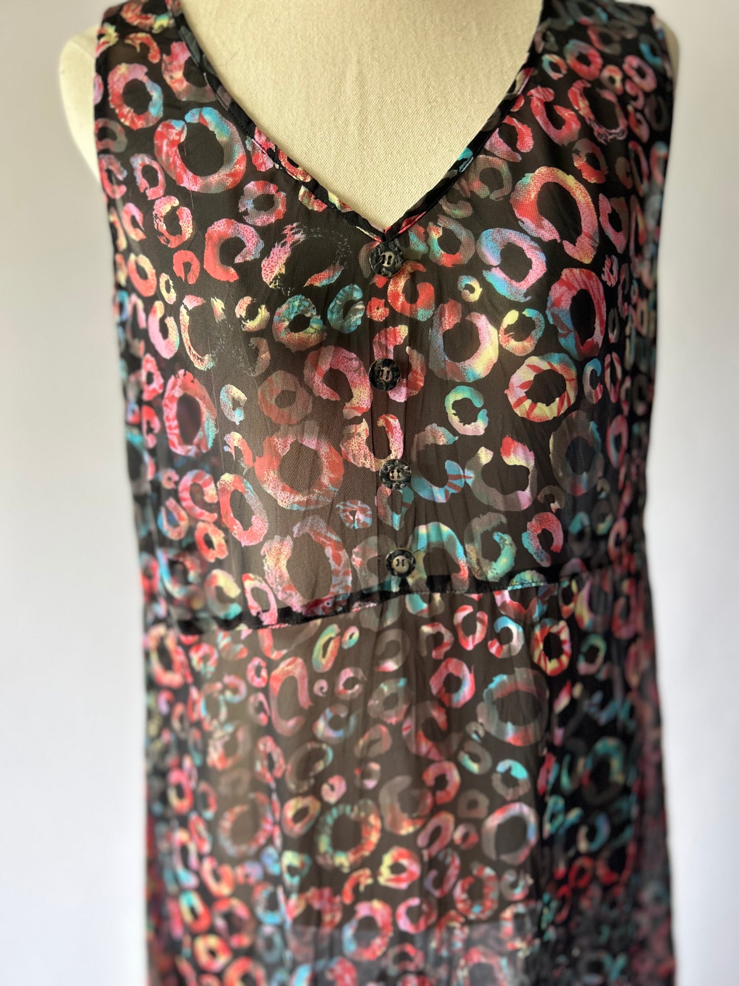 Colorful Leopard Print Sleeveless Dress – Size 10