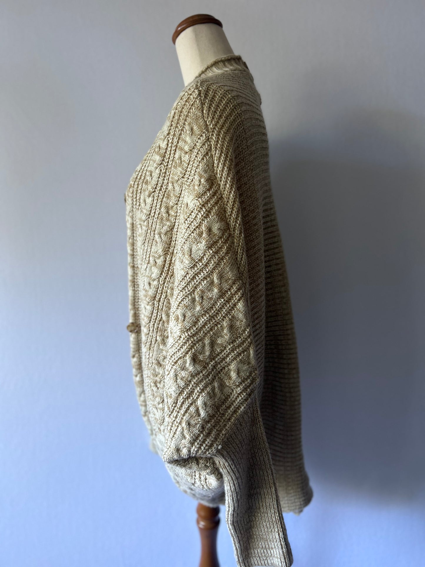 Zara Cable-Knit Cocoon Shrug Cardigan with Tortoiseshell Buttons - Size M
