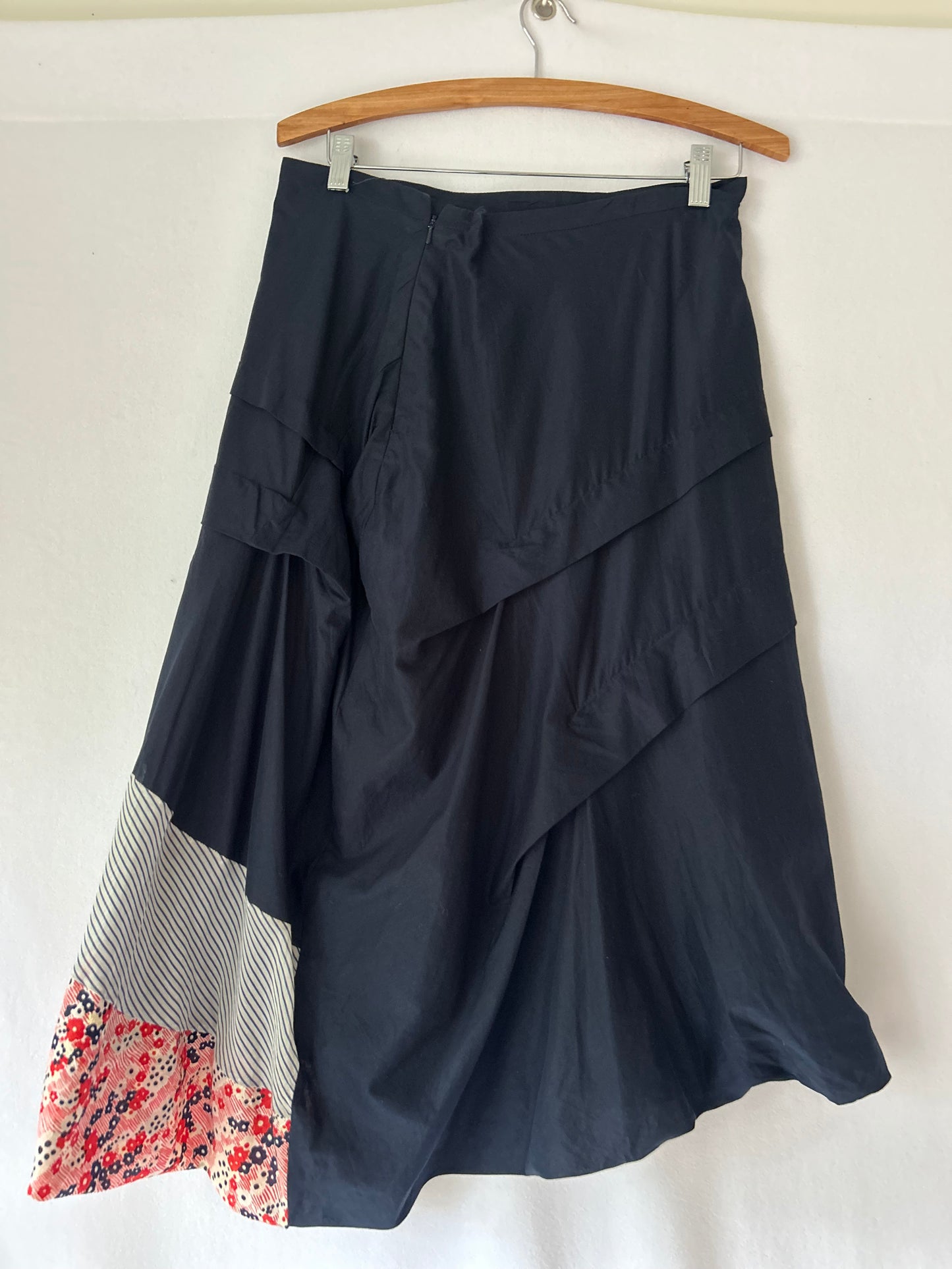 Andrea Moore Silk-Blend Patchwork Bubble Skirt – Size 12