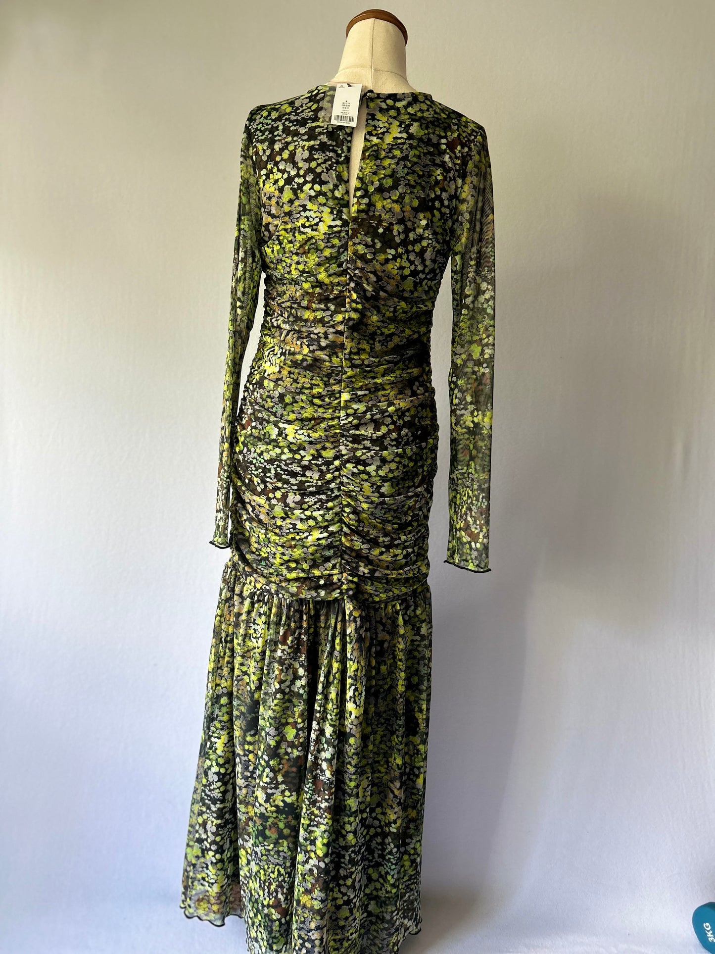 Abstract Floral Ruched Maxi Dress – Size UK M
